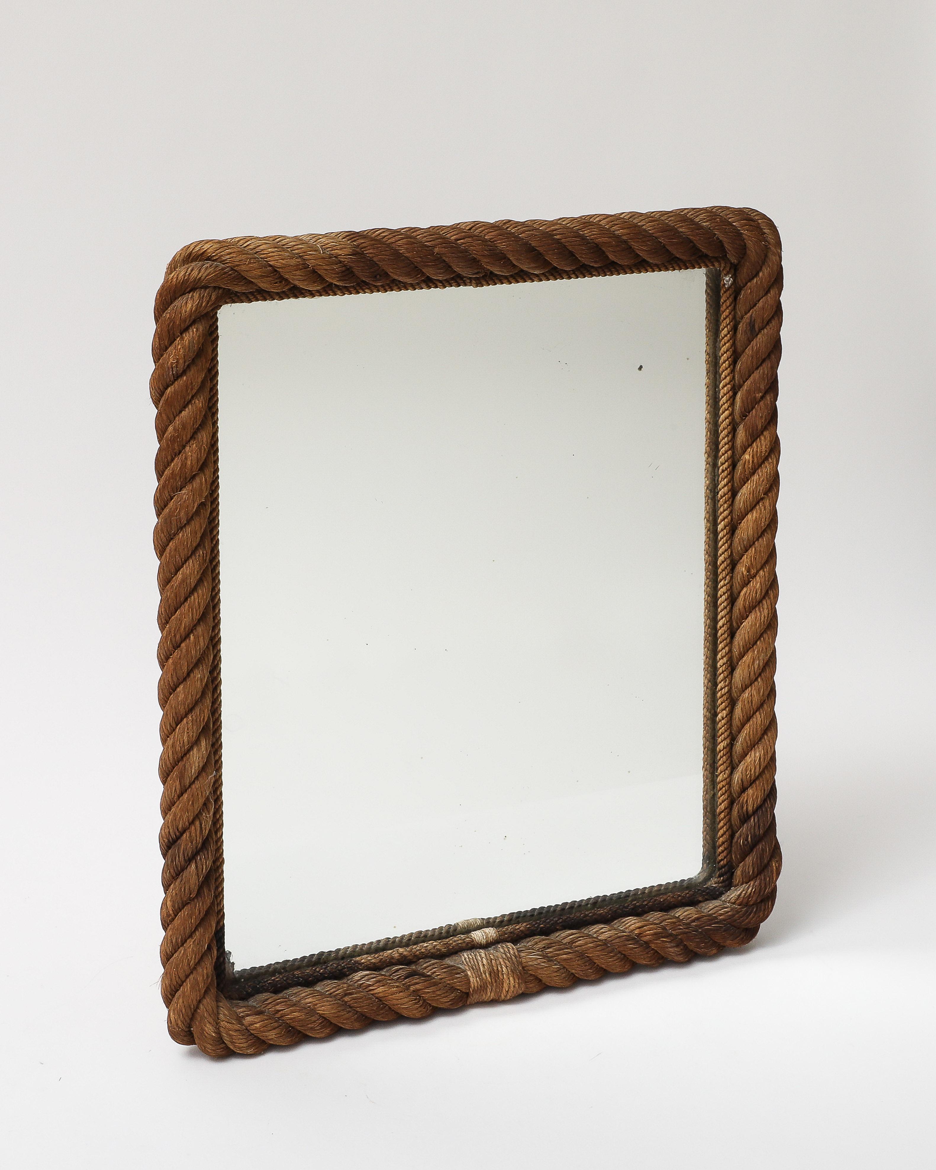Rope et verre miroir d'Adrien Audoux et Frida Minet, France, vers 1960 Bon état - En vente à New York City, NY