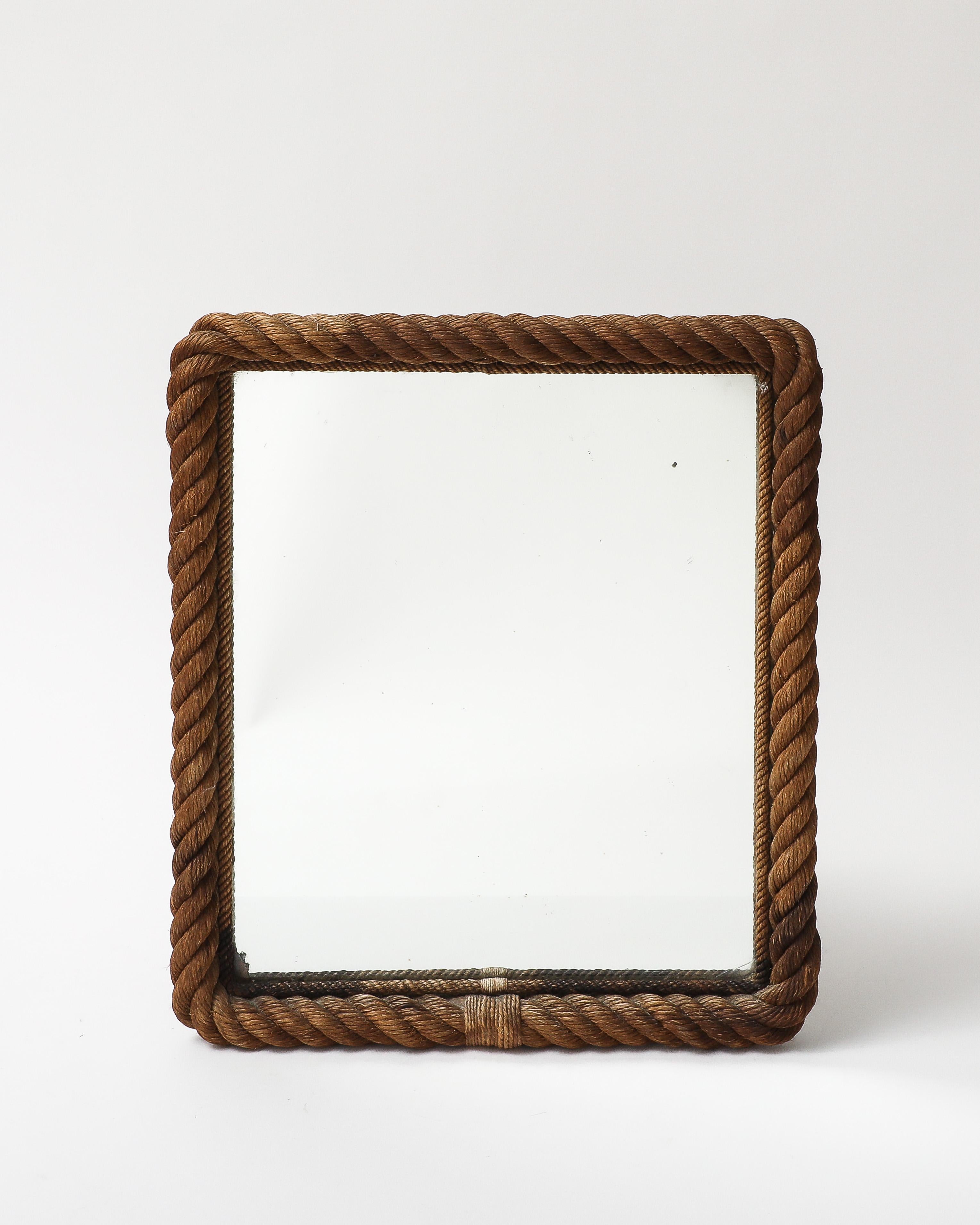 Milieu du XXe siècle Rope et verre miroir d'Adrien Audoux et Frida Minet, France, vers 1960 en vente
