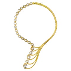 Rope and Pearl Necklace 18K Yellow Gold