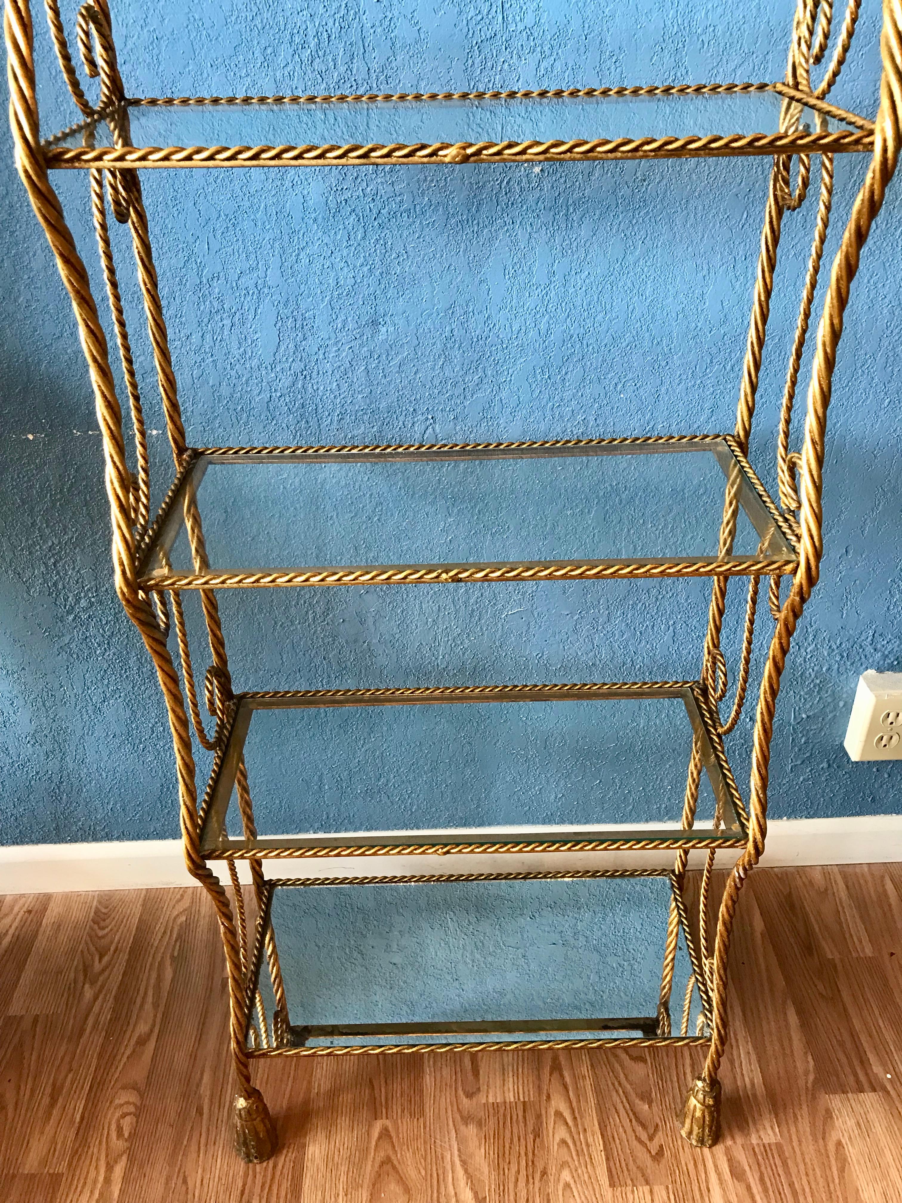 Metal Rope and Tassel Bookcase / Etagere