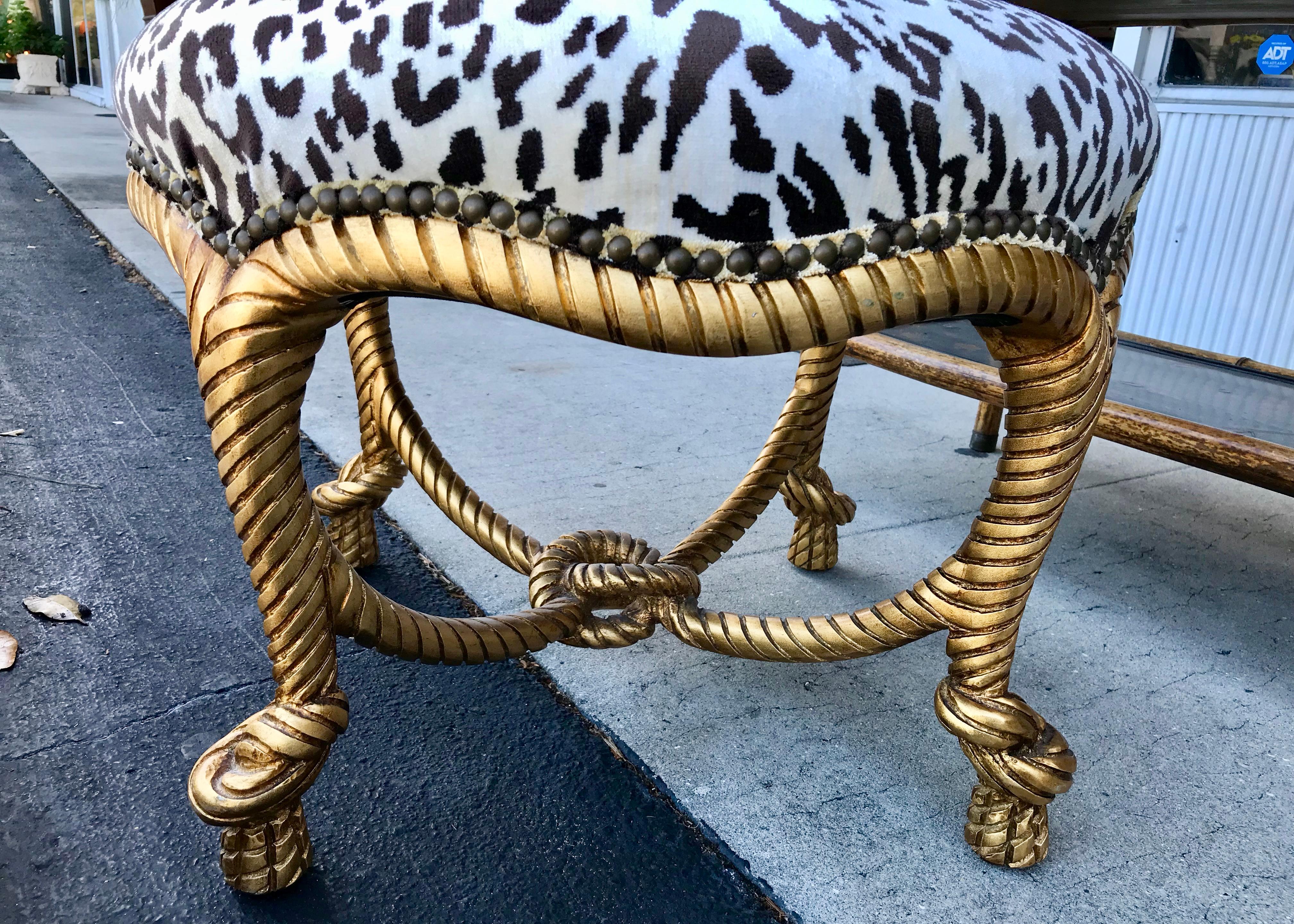 Rope And Tassel Carved Regency Style Bench 1