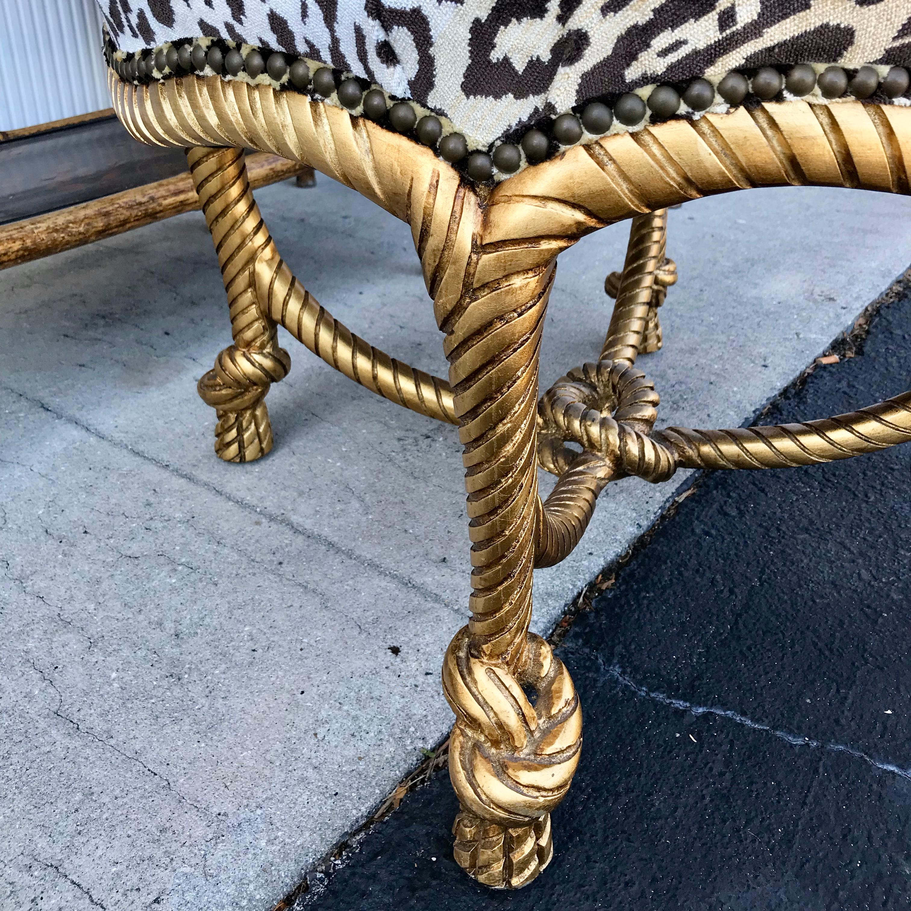 Rope And Tassel Carved Regency Style Bench 3