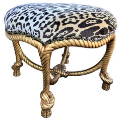 Rope And Tassel Carved Regency Style Bench