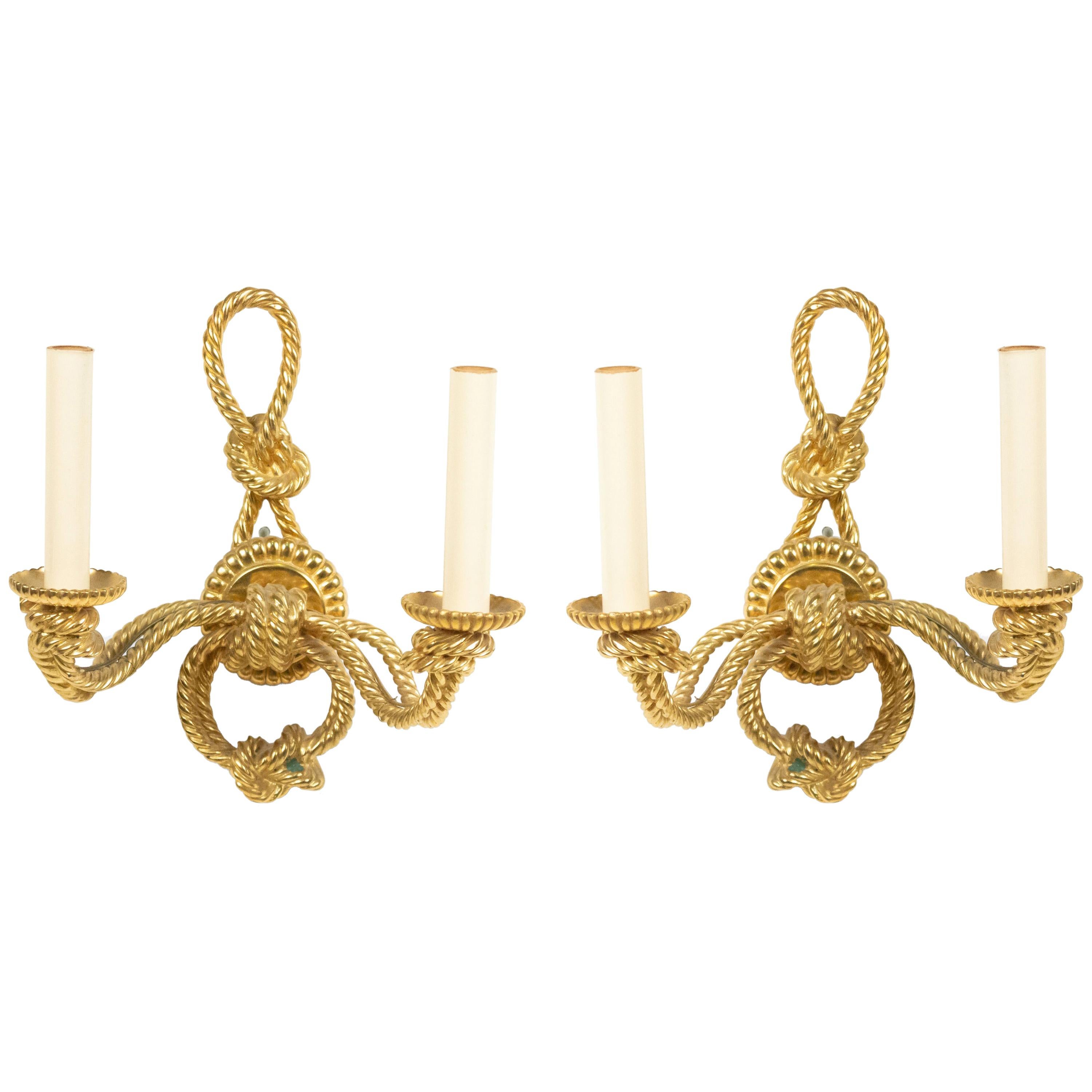 Rope and Tassel Gilt Bronze Wall Sconce