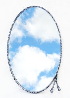 Rope and Tassel Chrome Oval Mirror Maison Baguès, C1970s, France