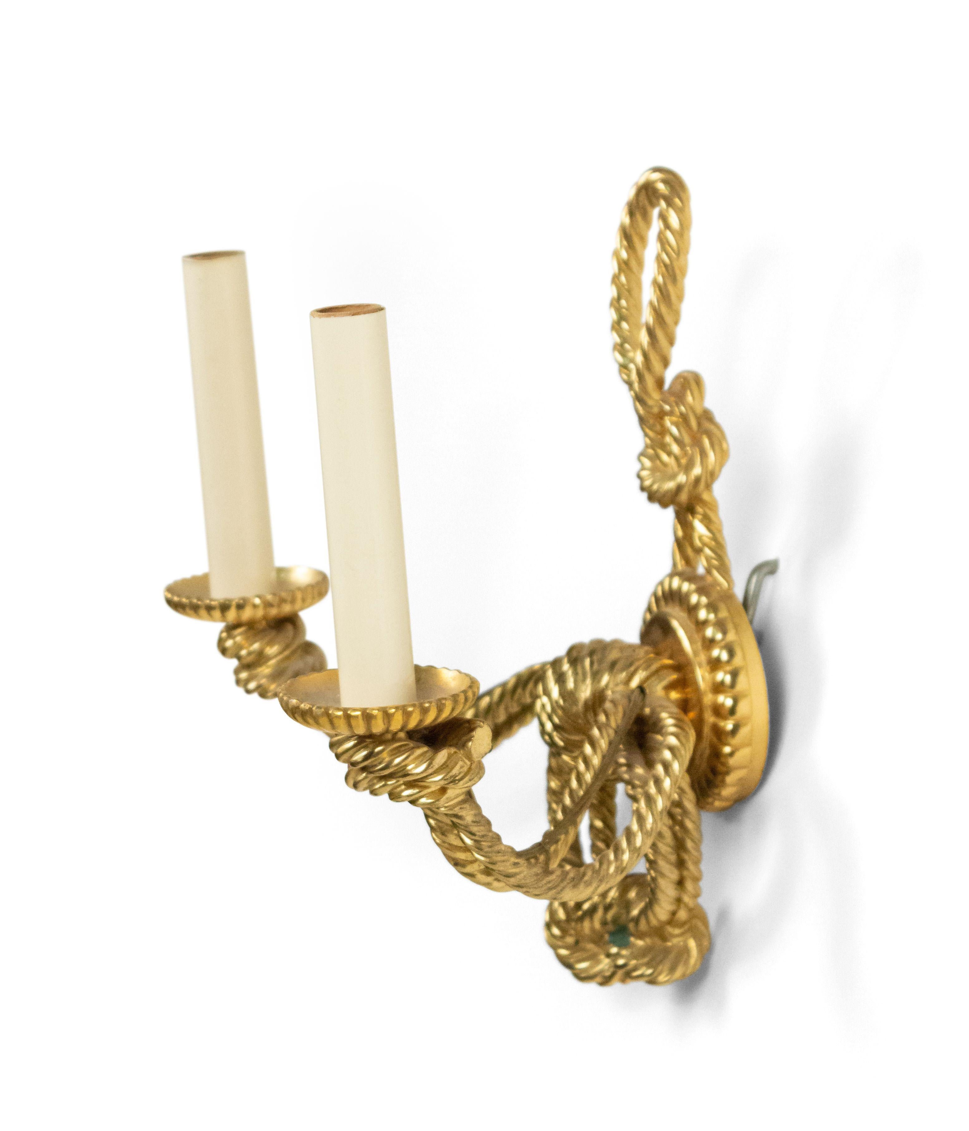 Rope and Tassel Style Gilt Bronze Wall Sconce In Good Condition For Sale In New York, NY