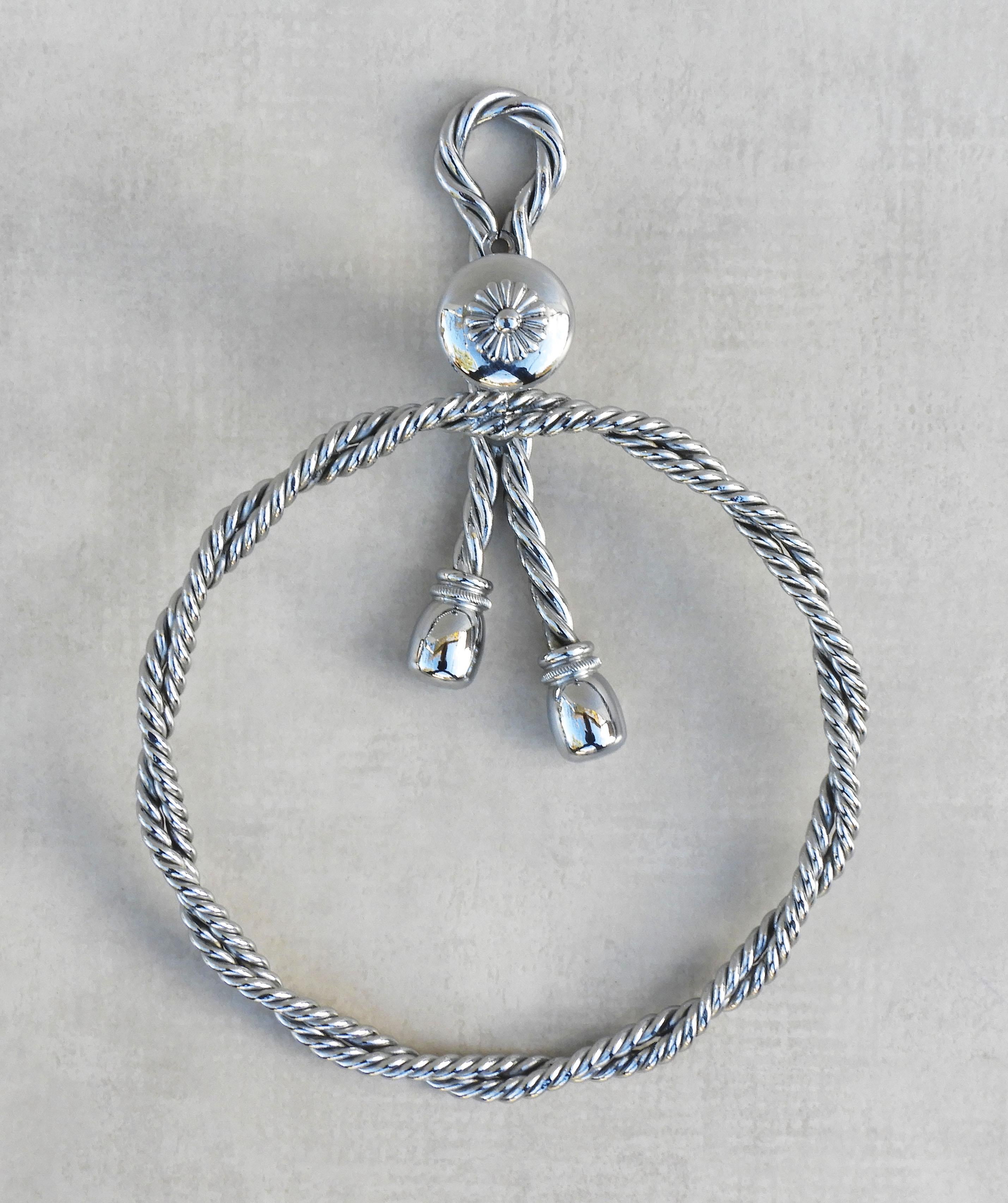Rope and Tassel Towel Bar Maison Baguès C1970s France In Good Condition In Trensacq, FR