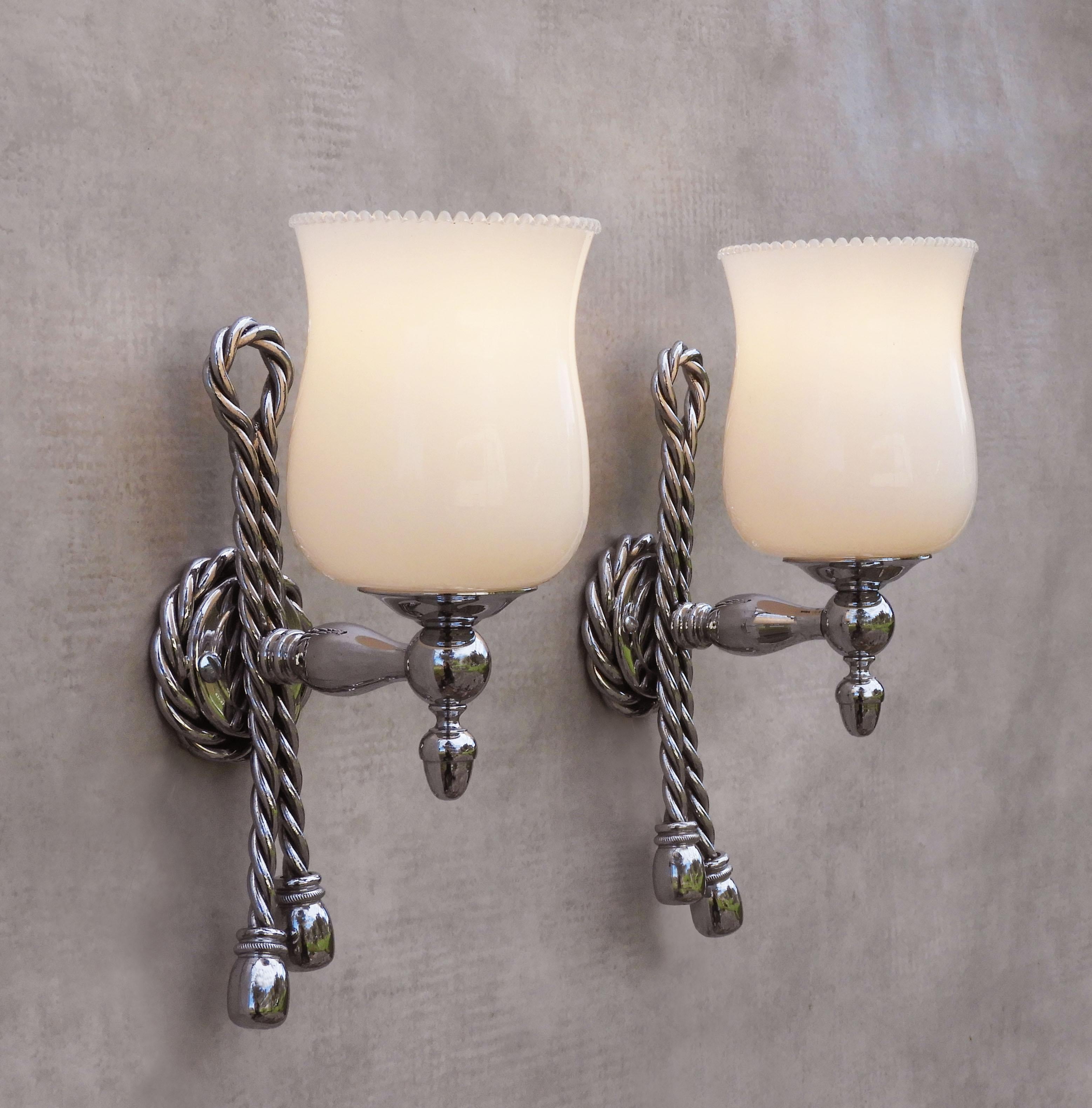 Seil und Quaste Handtuch Ringe Maison Baguès C1970s Frankreich im Angebot 1