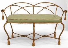 Gilt Metal Rope and Tassel Loveseat