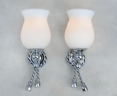 Rope and Tassel Wall Light Sconces Maison Baguès C1970s France FREE SHIPPING