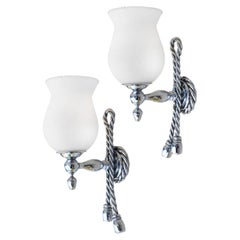 Rope and Tassel Wall Light Sconces Maison Baguès, circa 1970s, France