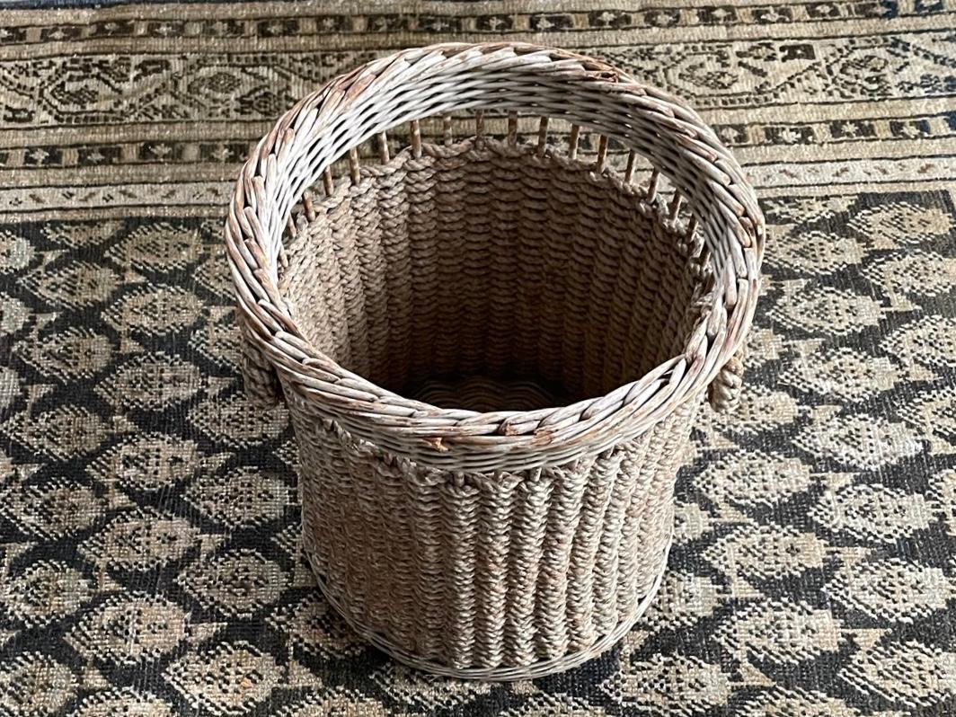 Mid-20th Century Rope and Wicker Wastebasket For Sale