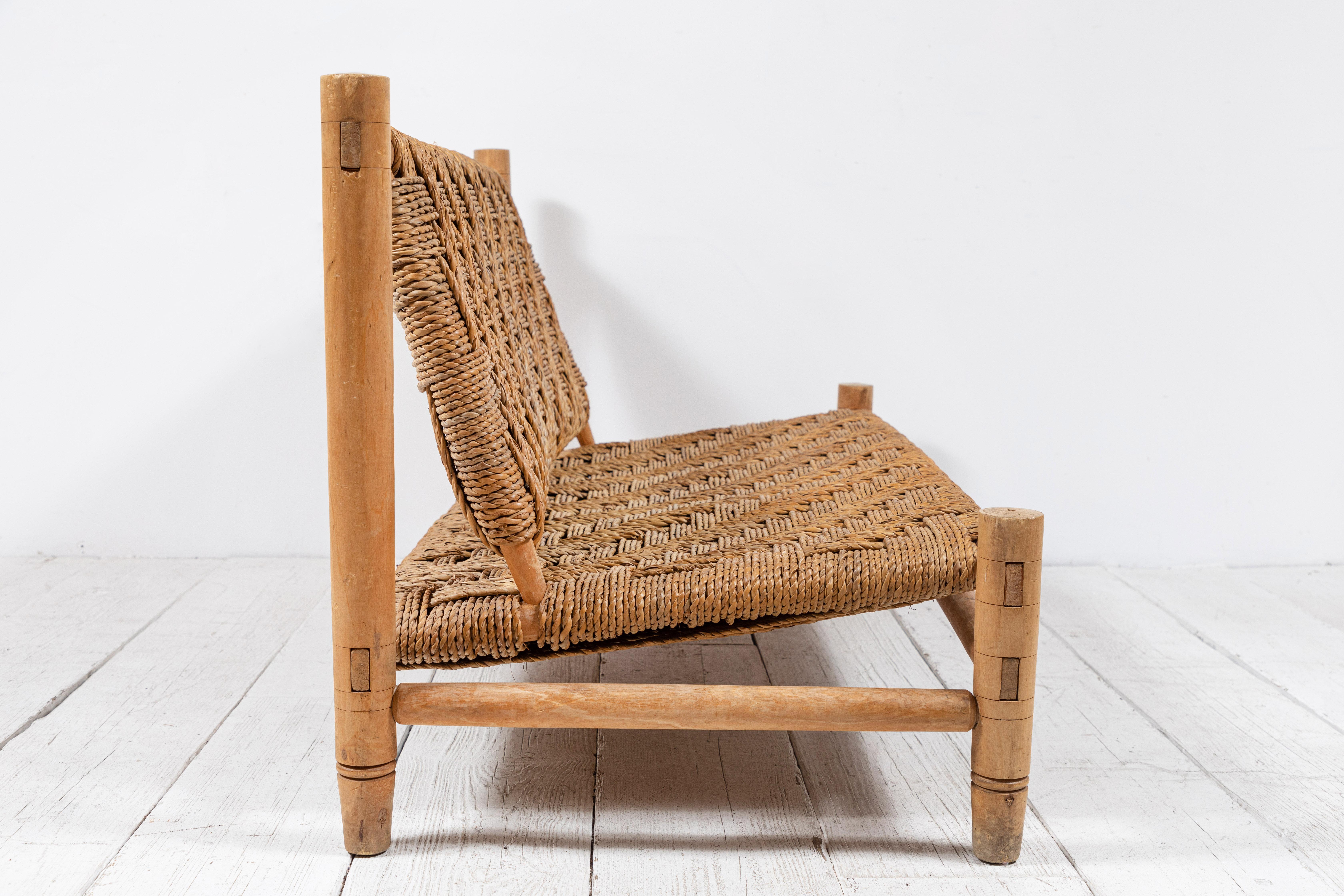 Rush Rope and Wood Bench by Adrian & Frida Audoux-Minet