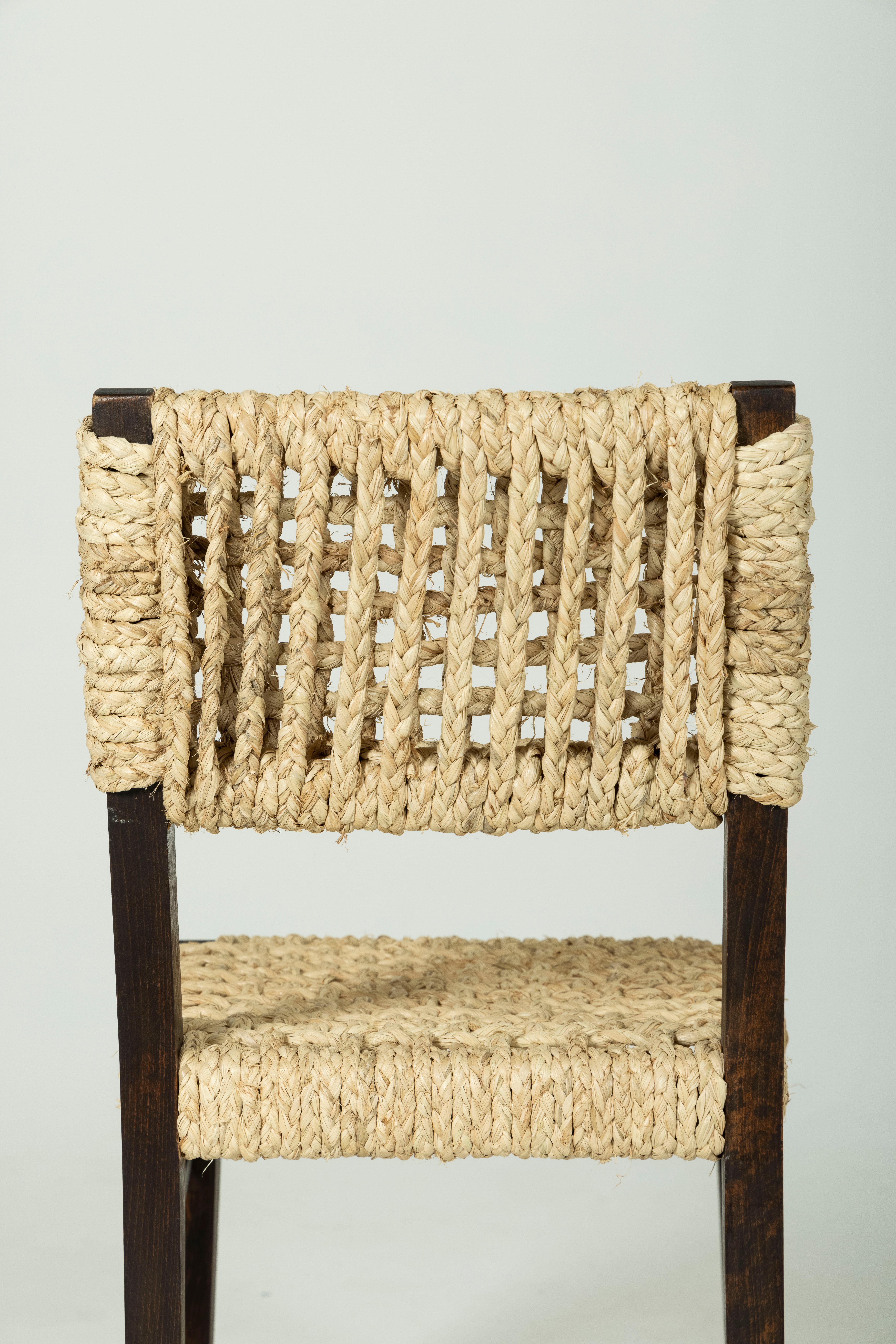Rope and wood chair by Audoux & Minet  For Sale 6