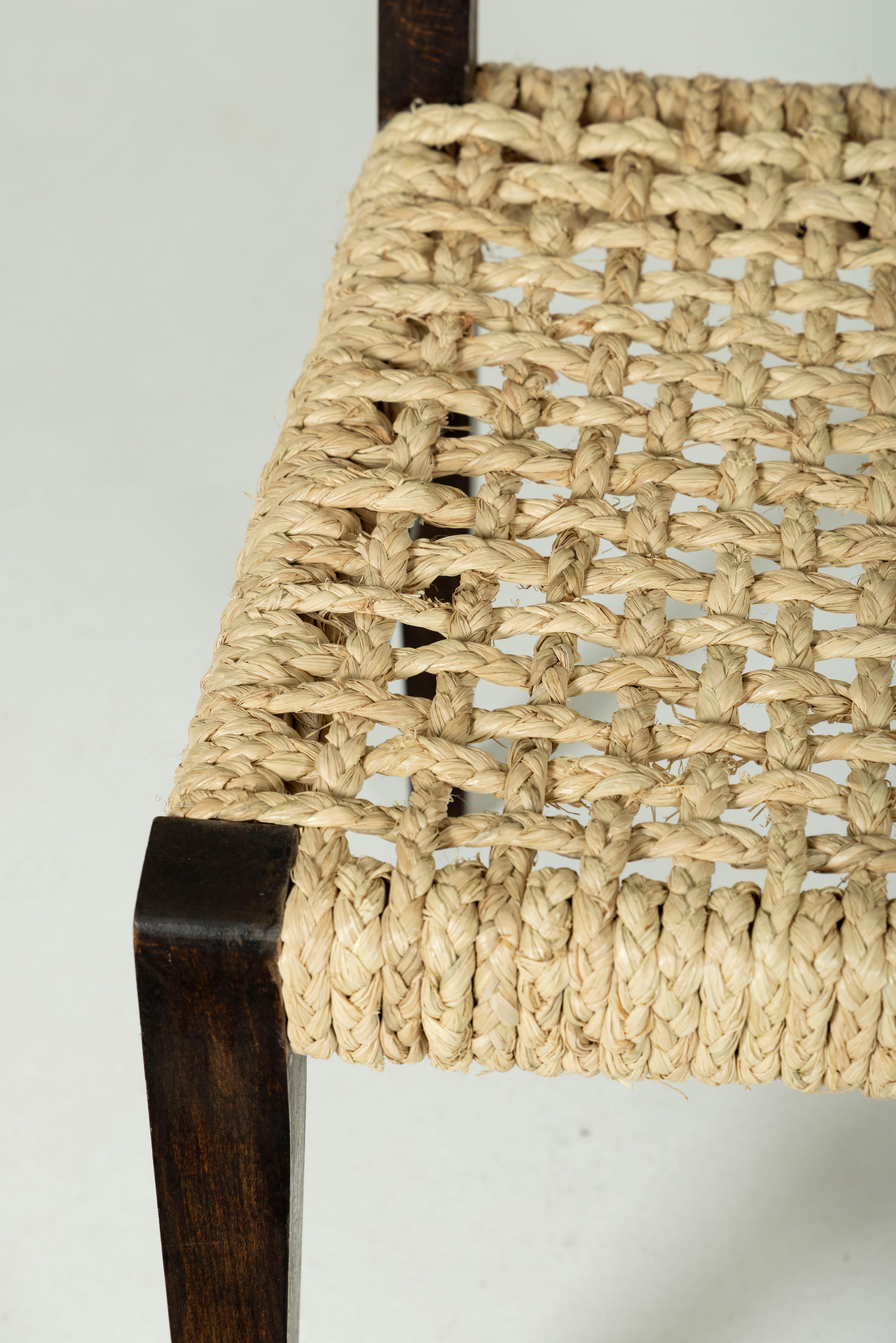 Rope and wood chair by Audoux & Minet  For Sale 8