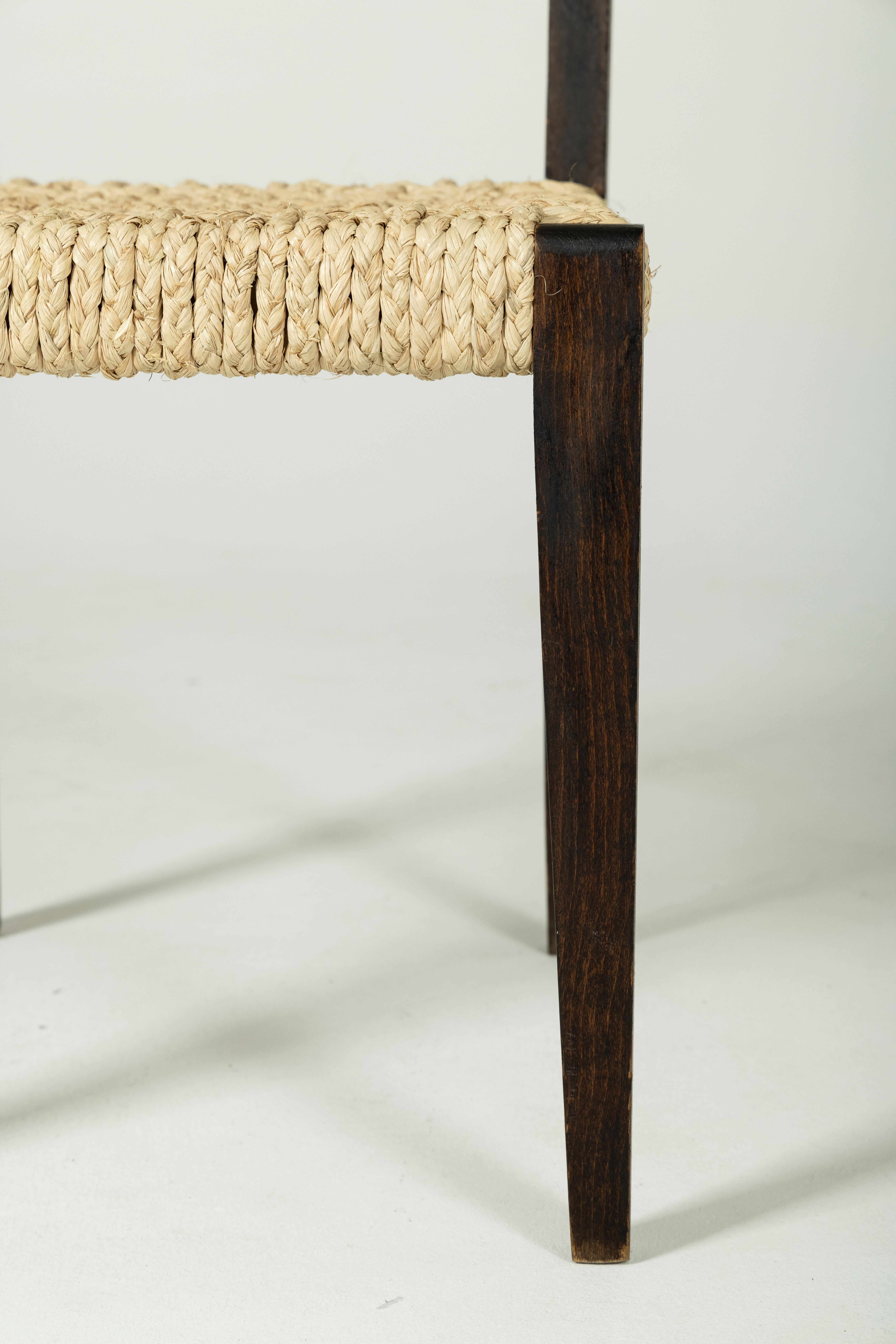 Rope and wood chair by Audoux & Minet for Vibo Vesoul, 1950s 8