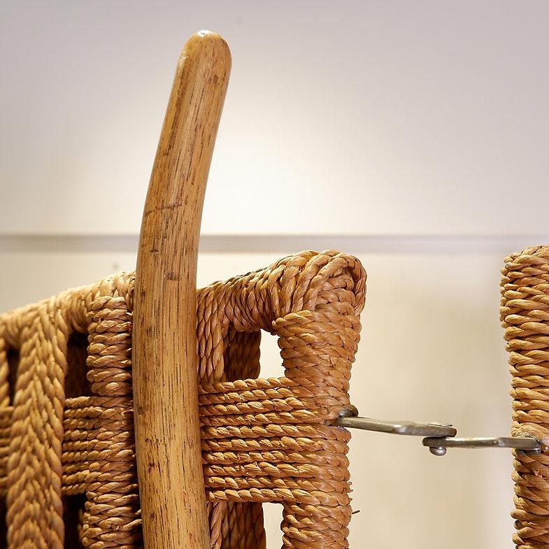 Rope and wood folding screen room divider in the style of Audoux Minnet 2
