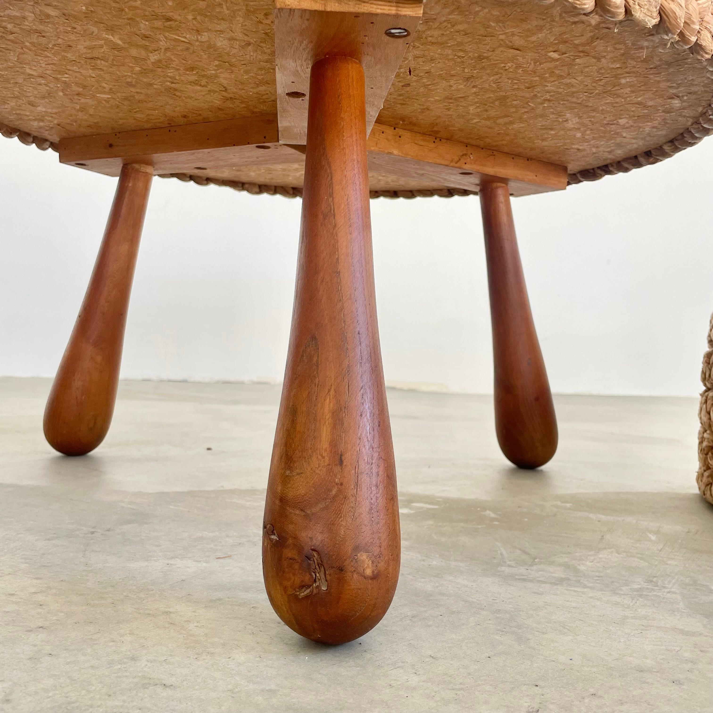 Rope and Wood Table with Two Nesting Stools, 1960s France For Sale 14
