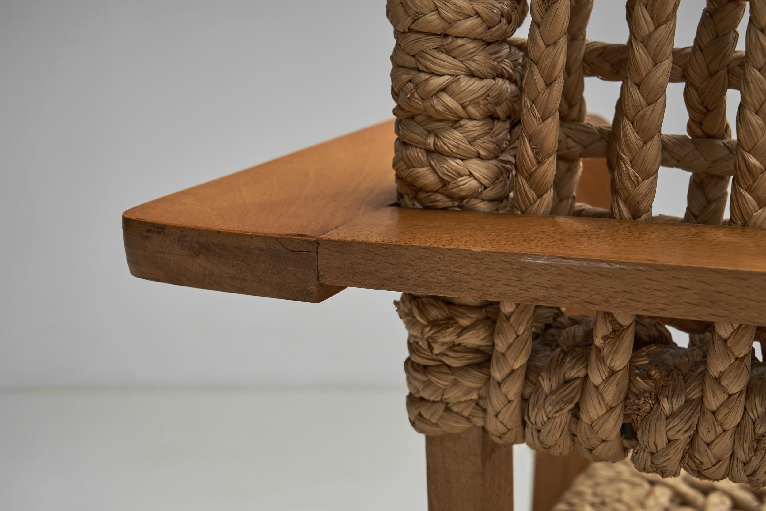 Rope Armchair by Adrien Audoux and Frida Minet for Vibo Vesoul, France ca 1950s in vendita 5