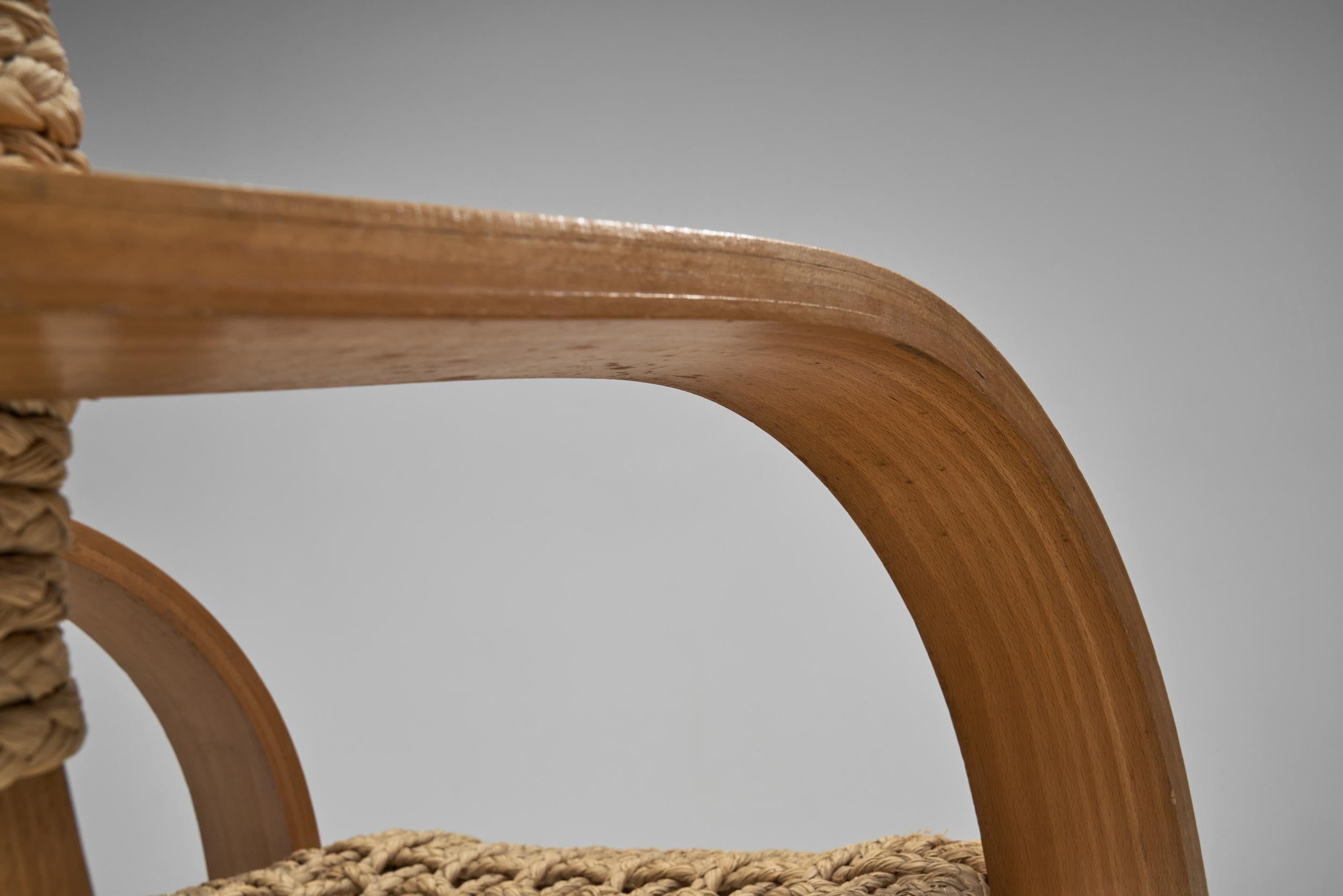Rope Armchair by Adrien Audoux and Frida Minet for Vibo Vesoul, France ca 1950s in vendita 6