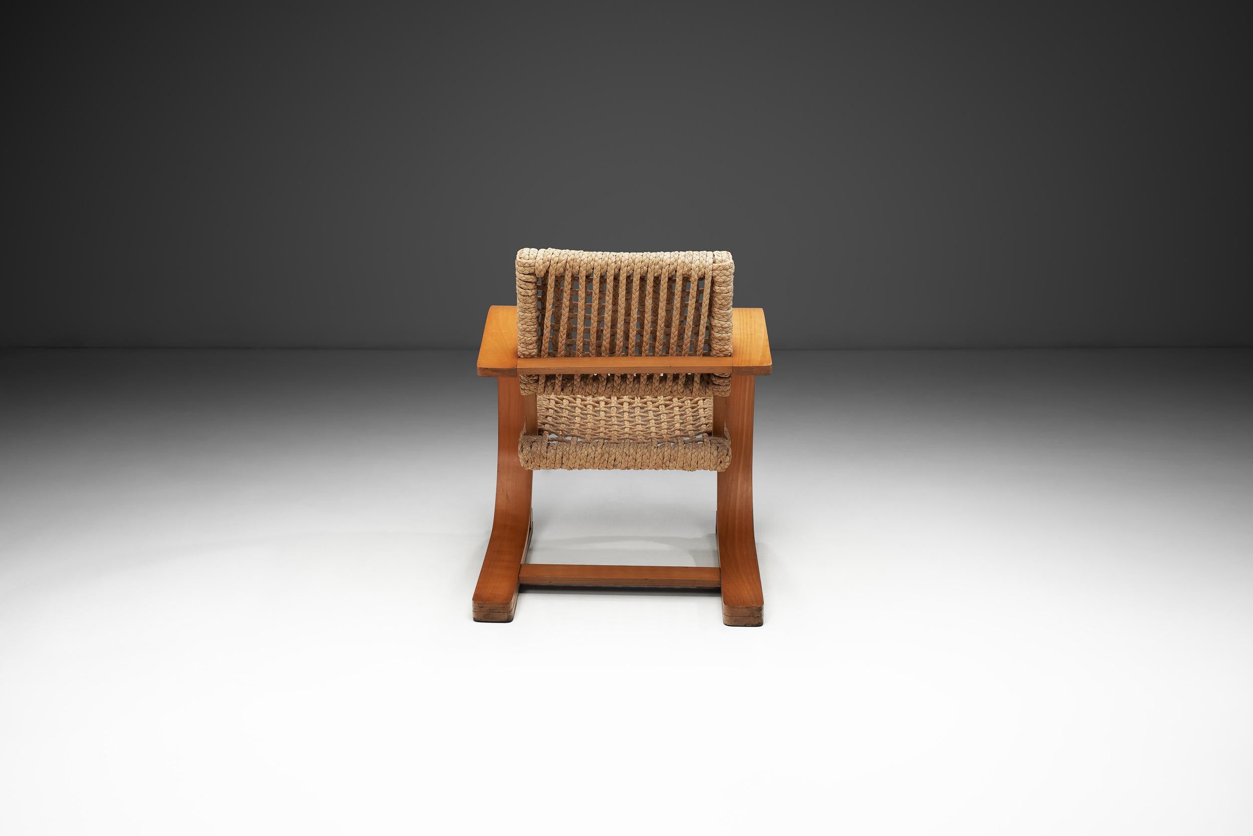 Rope Armchair by Adrien Audoux and Frida Minet for Vibo Vesoul, France ca 1950s In condizioni buone in vendita a Utrecht, NL