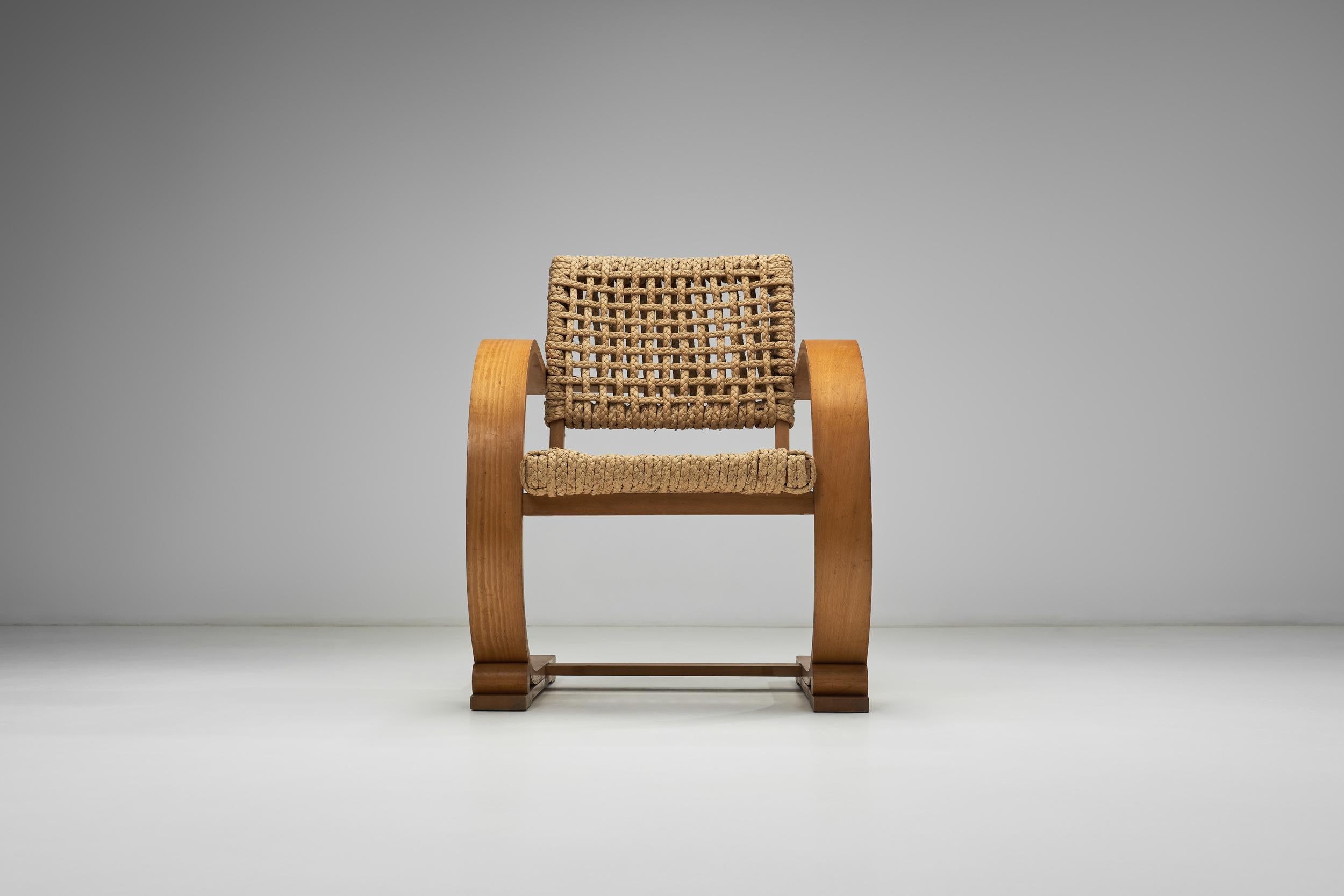 Corda Rope Armchair by Adrien Audoux and Frida Minet for Vibo Vesoul, France ca 1950s in vendita