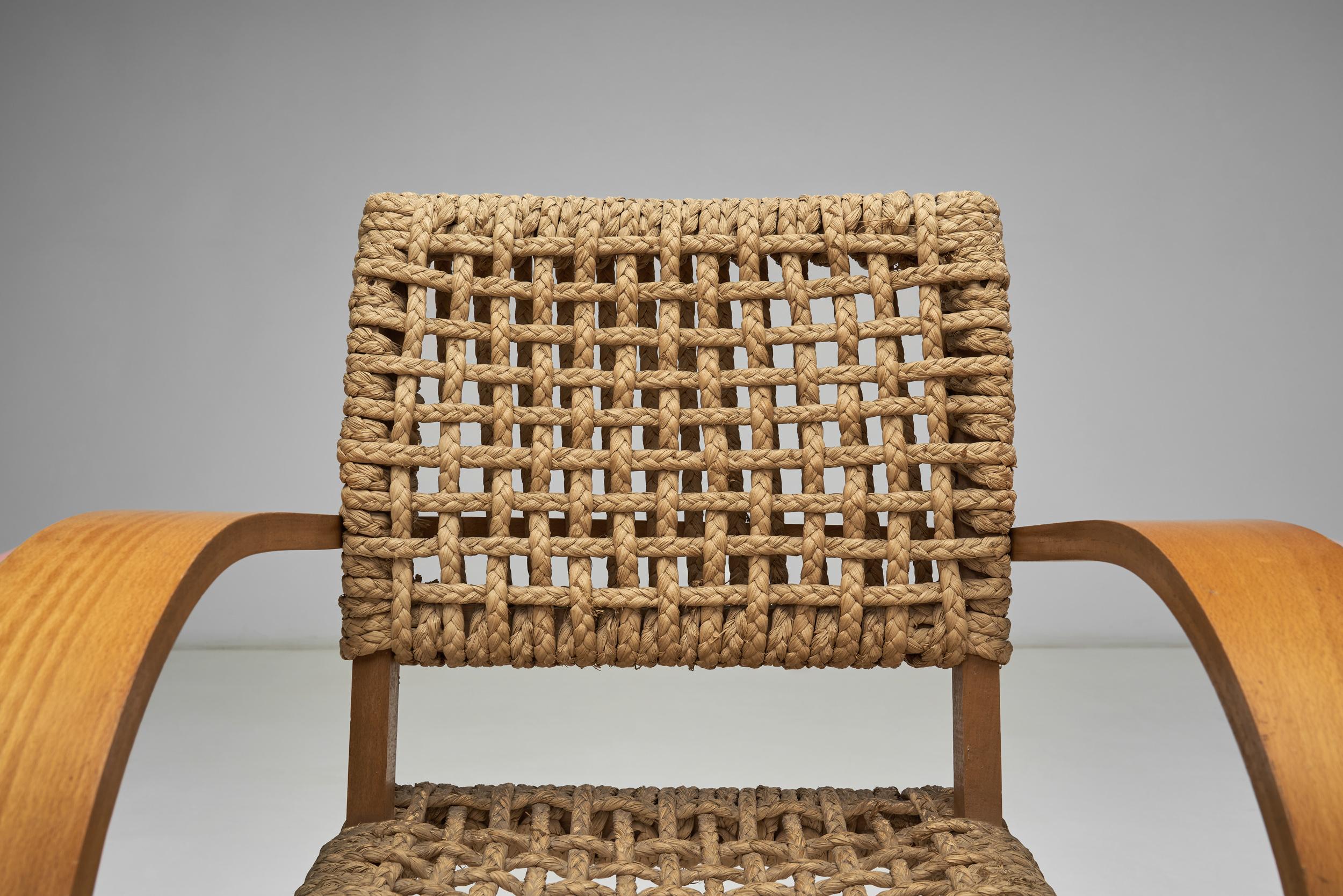 Rope Armchair by Adrien Audoux and Frida Minet for Vibo Vesoul, France ca 1950s in vendita 1