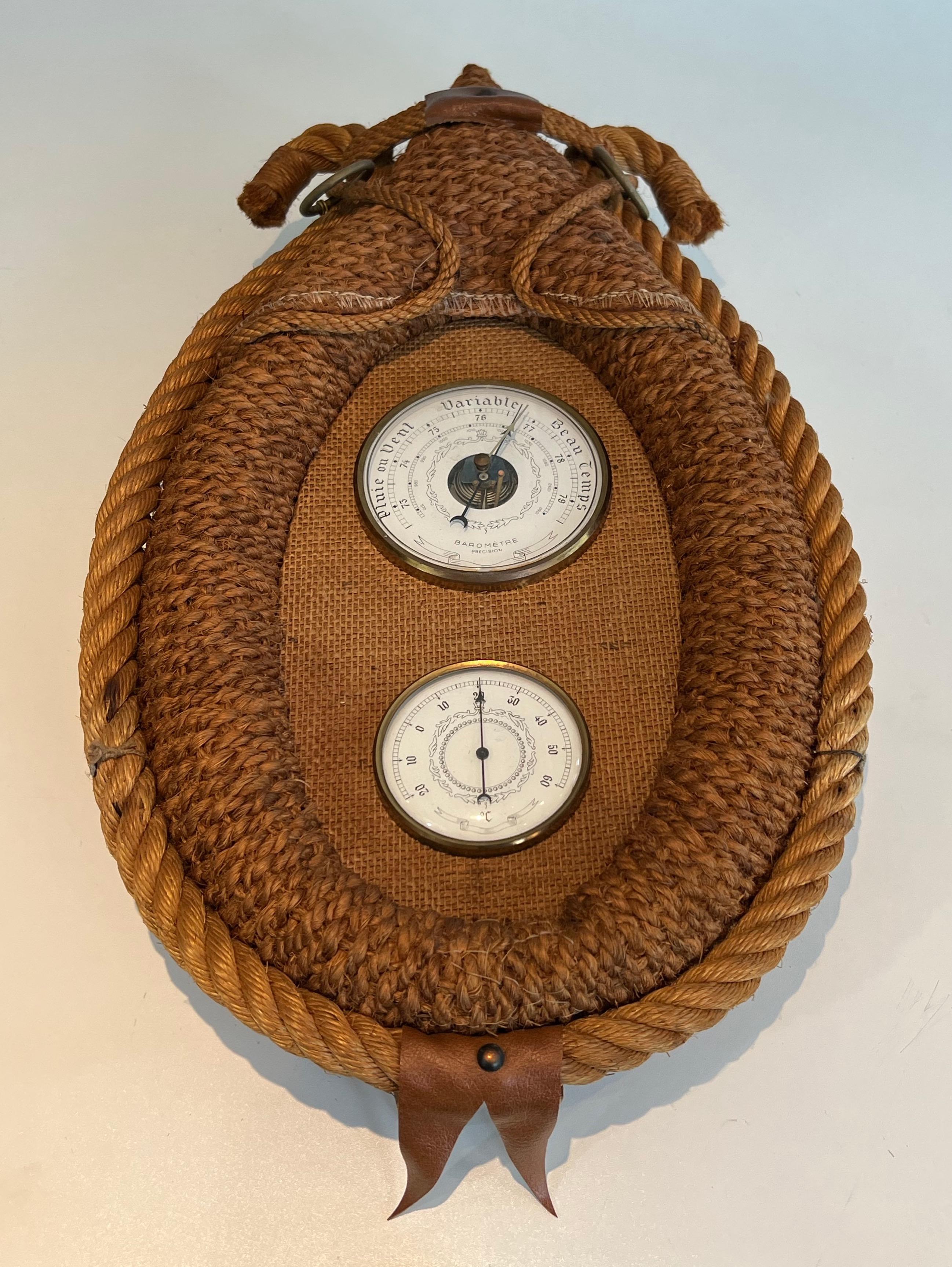 This very unusual barometer is made of rope. This is a French work by Adrien Audoux & Frida Minet. circa 1950.