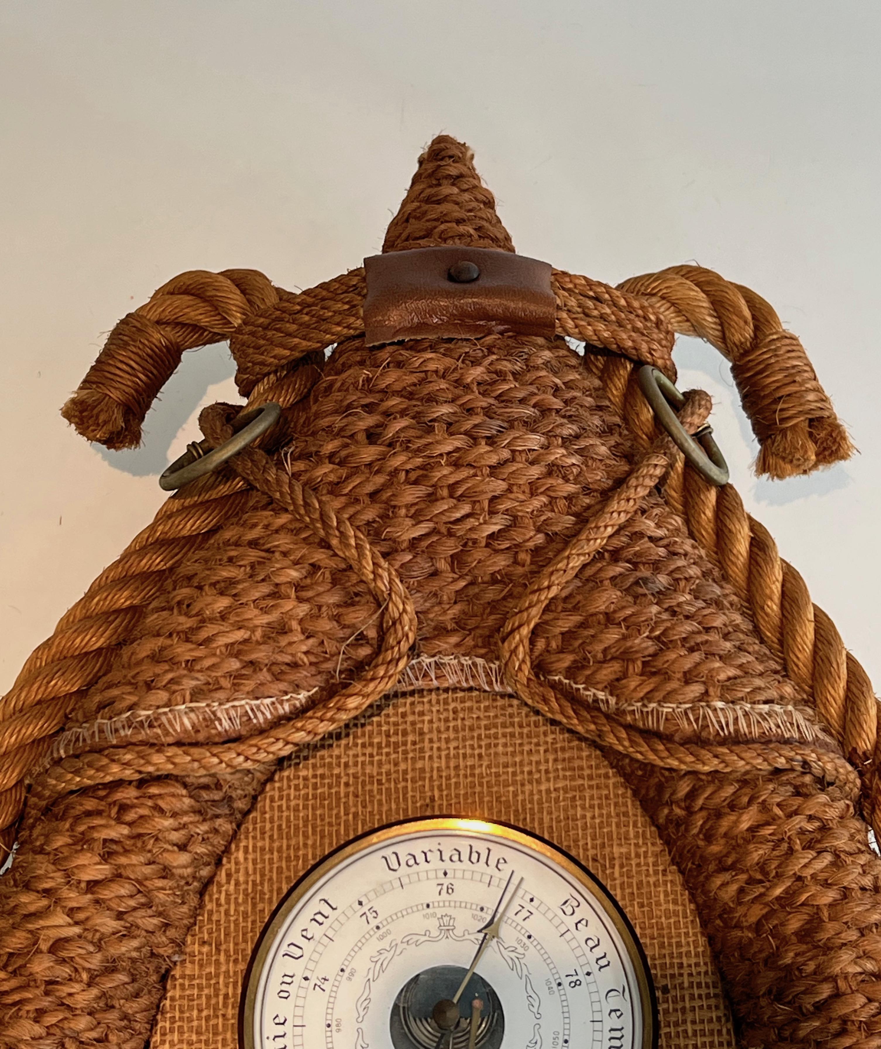 Rope Barometer. French Work by Adrien Audoux & Frida Minet, circa 1950 In Good Condition For Sale In Marcq-en-Barœul, Hauts-de-France
