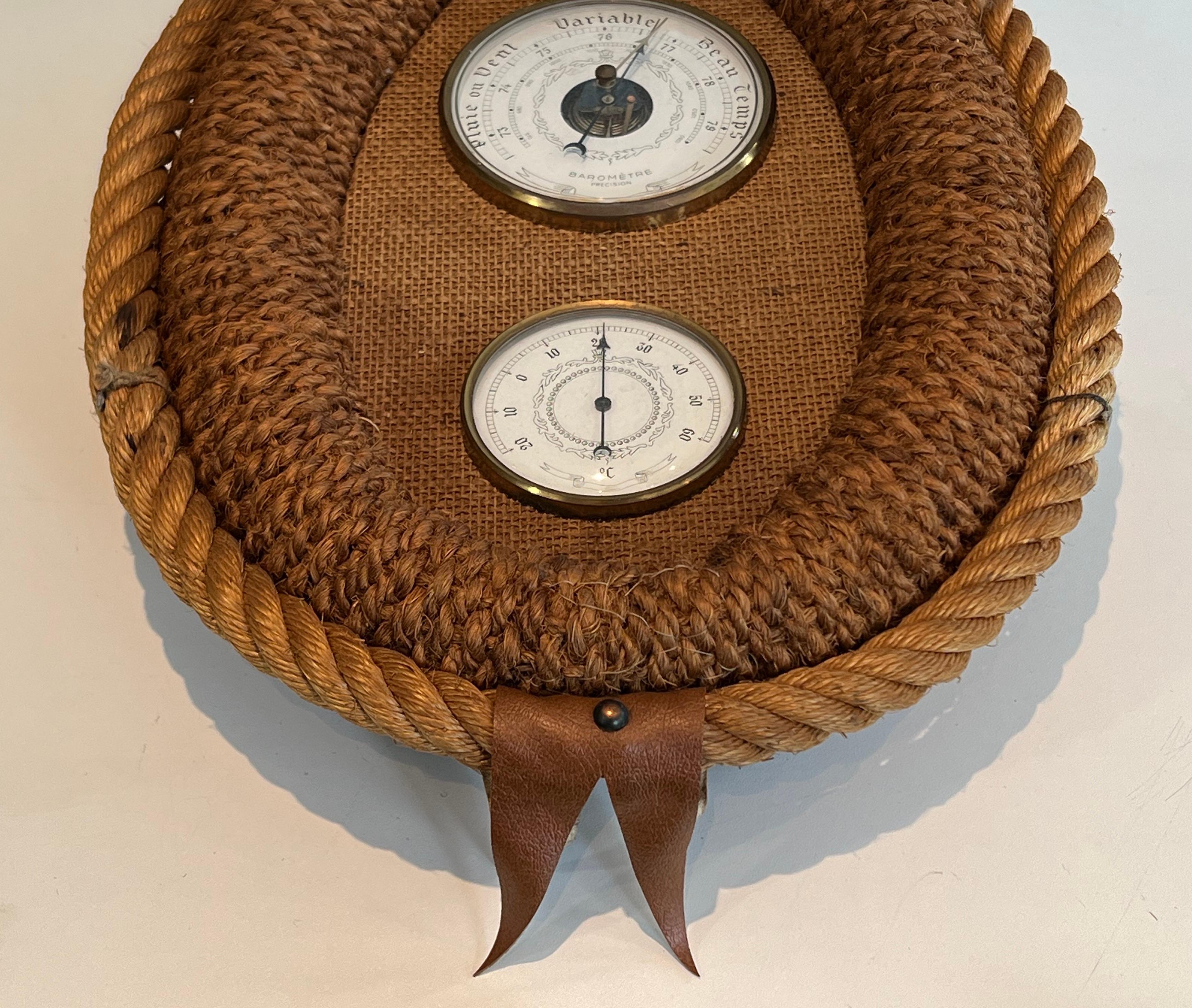 Mid-20th Century Rope Barometer. French Work by Adrien Audoux & Frida Minet, circa 1950 For Sale