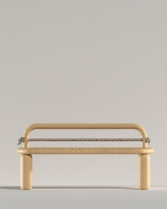 Banc en corde en chêne naturel doux par Virginia Arlotto