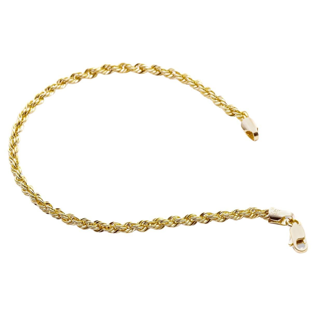 Rope Bold Link Chain Bracelet Solid Gold Minimalist Handmade 14 Karat
