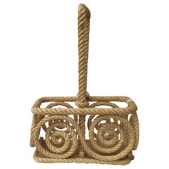 Vintage Rope Bottle Carrier Audoux Minet, circa 1950