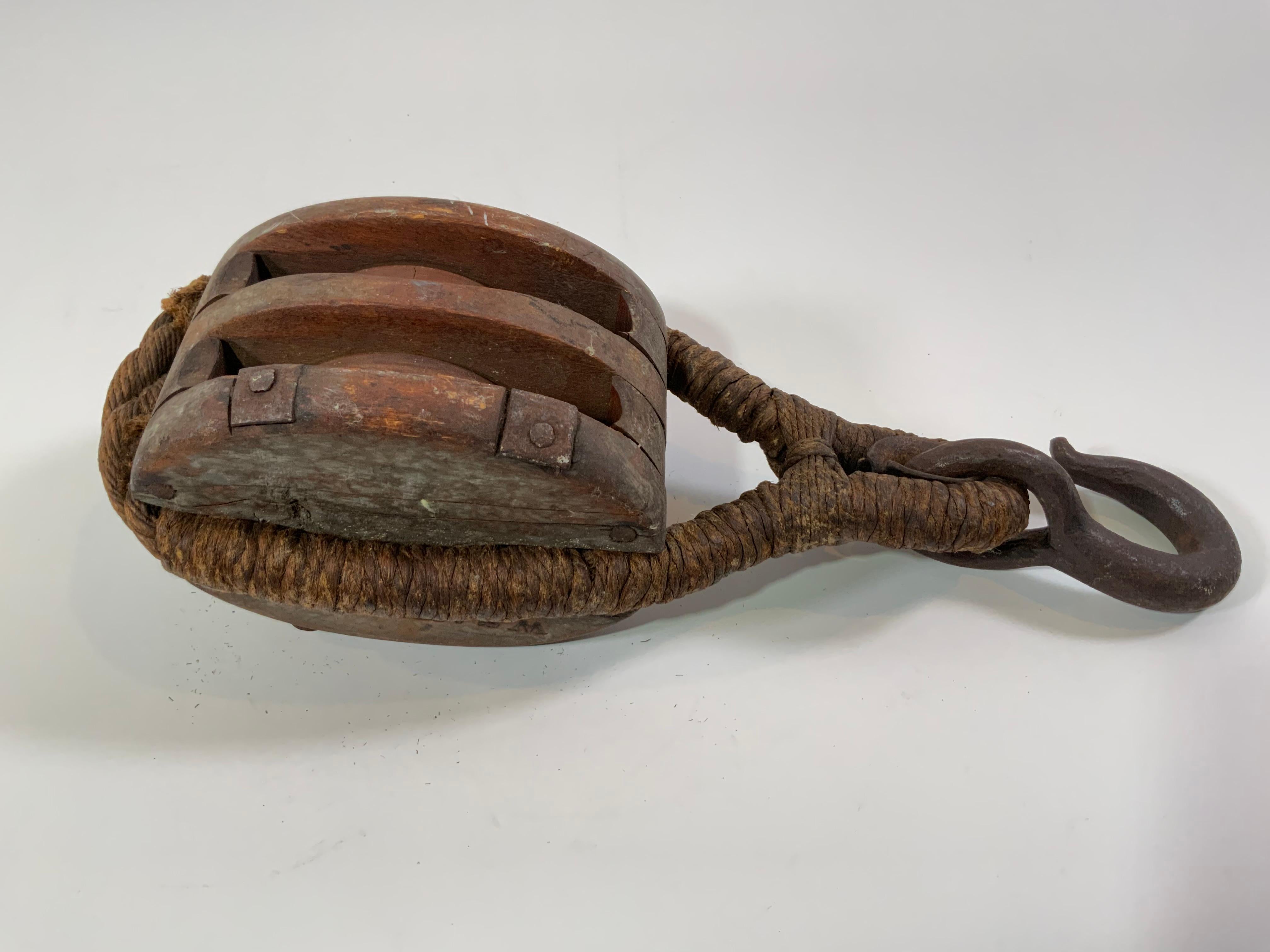 Early 20th Century Rope Bound Pulley For Sale