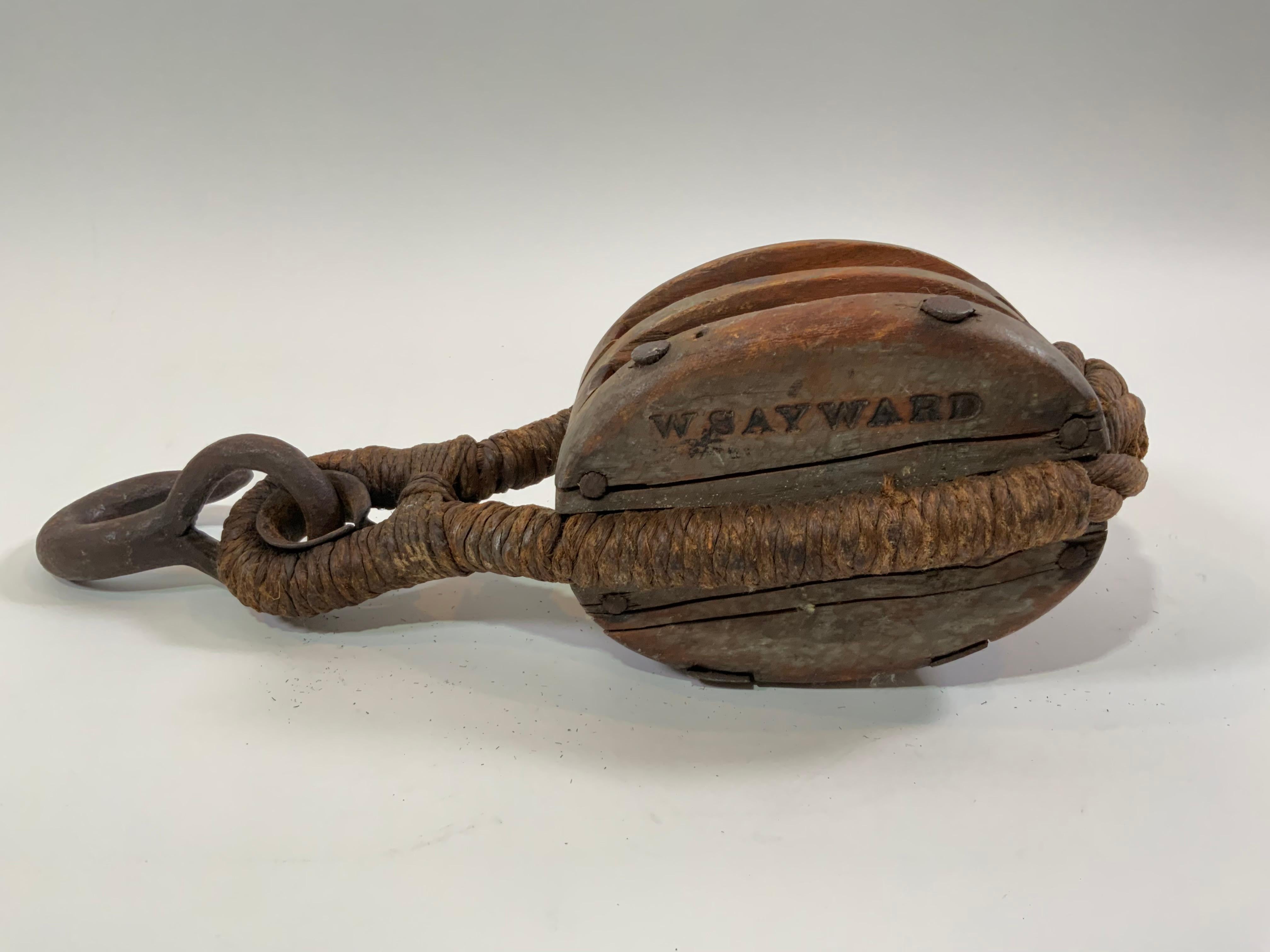 Wood Rope Bound Pulley For Sale