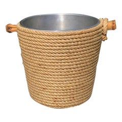 Rope Bucket Wine Cooler with Bamboo Handle Audoux Minet, circa 1960