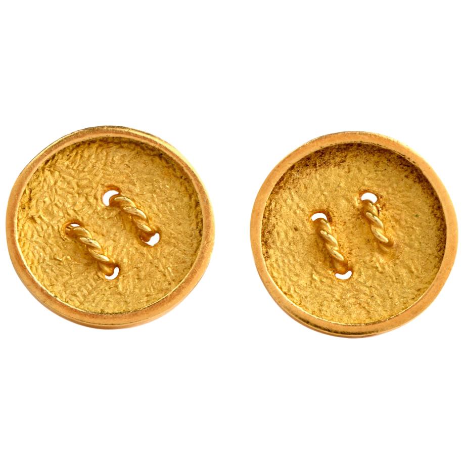 Rope Button 18 Karat Yellow Gold Men’s Cufflinks
