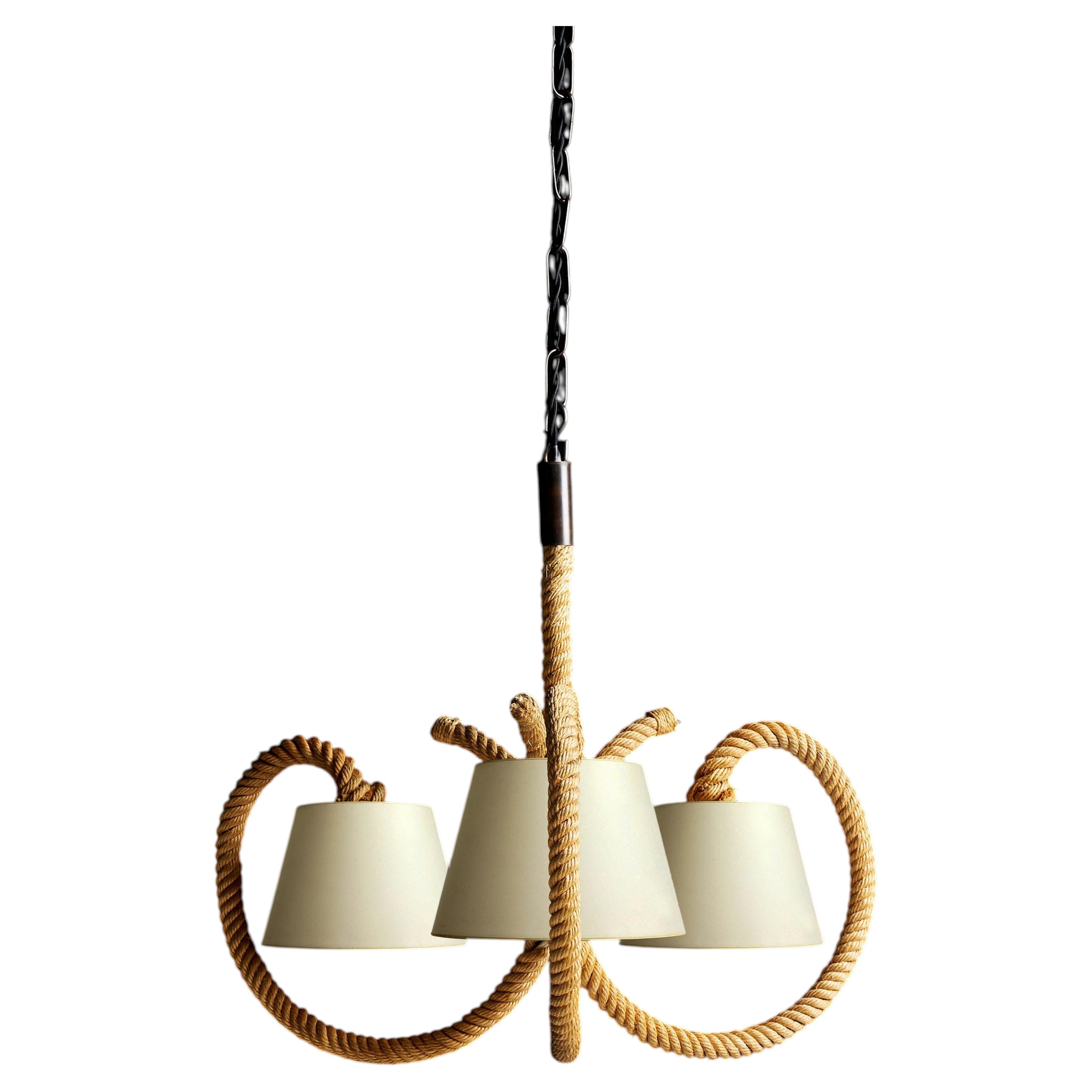 Rope Ceiling Light by Audoux and Minet, France, c. 1960 For Sale