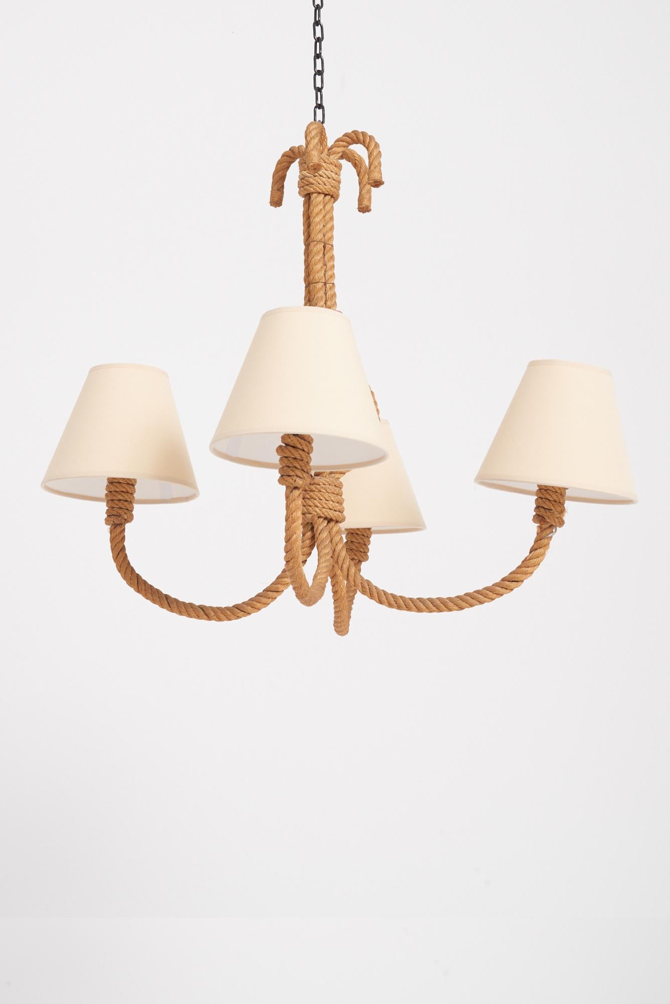 Mid-Century Modern Rope Ceiling Light by Audoux-Minet
