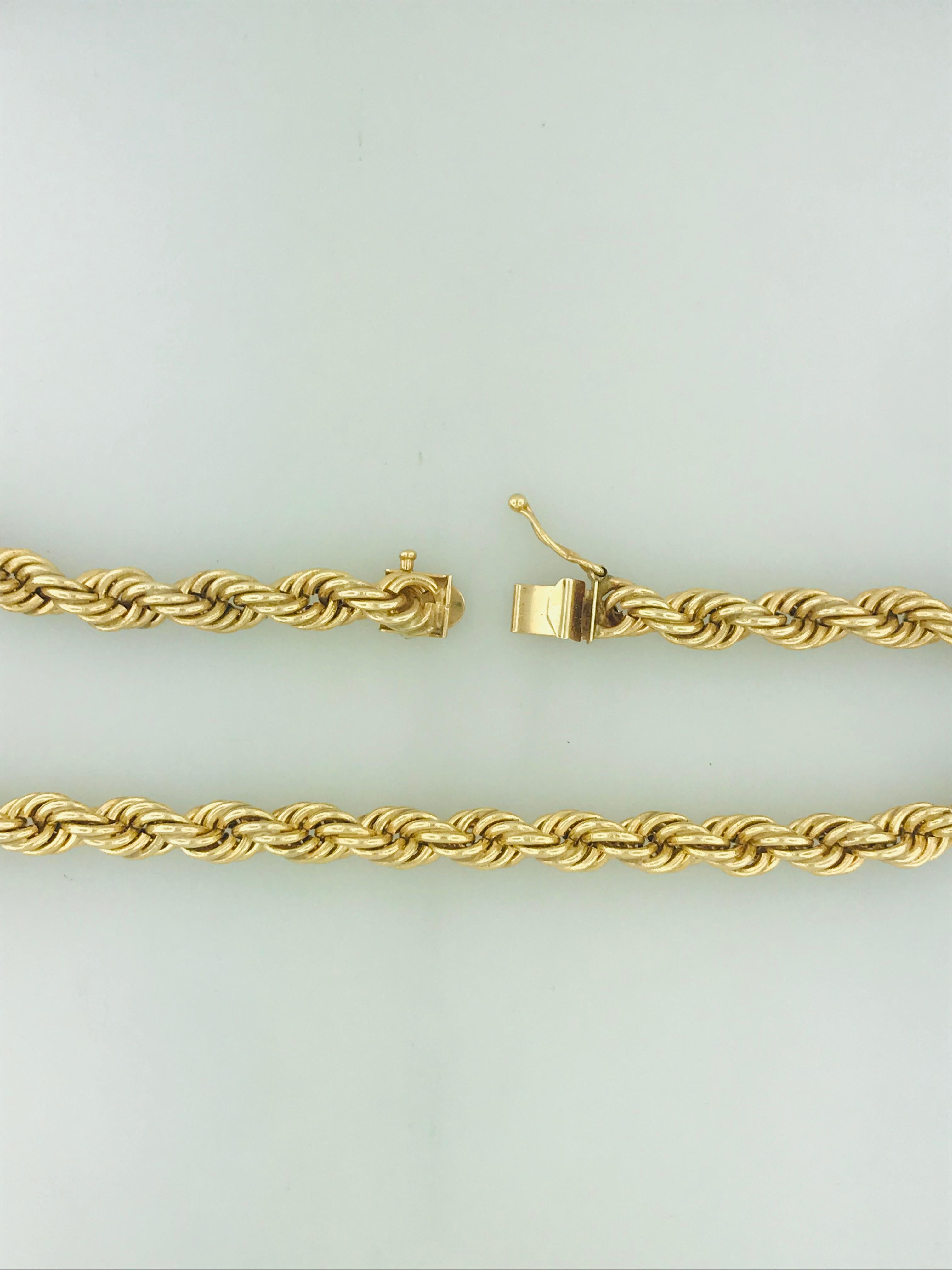 Rope Chain, 14 Karat Yellow Gold, Rope Chain In New Condition In Austin, TX