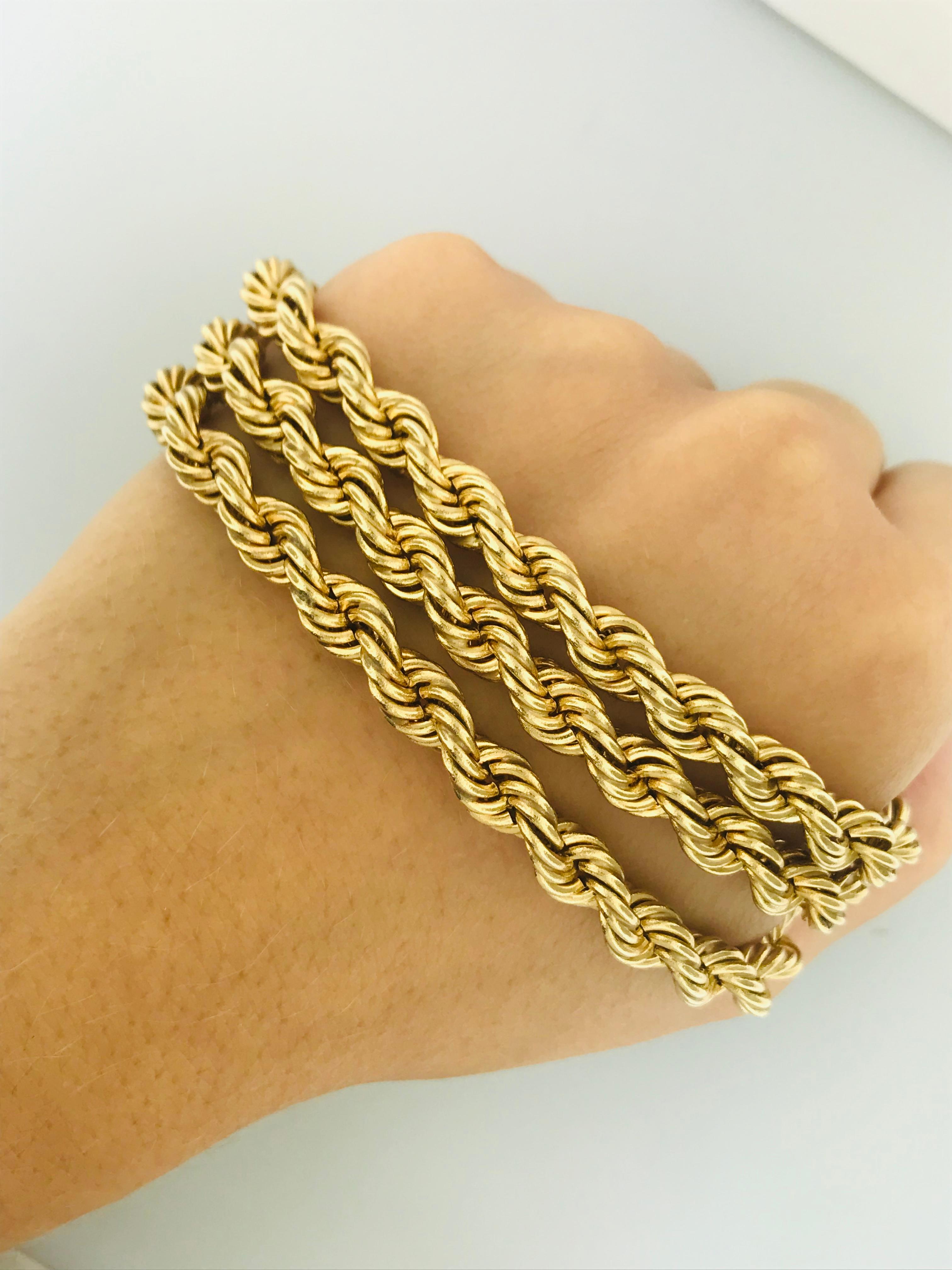 Men's Rope Chain, 14 Karat Yellow Gold, Rope Chain