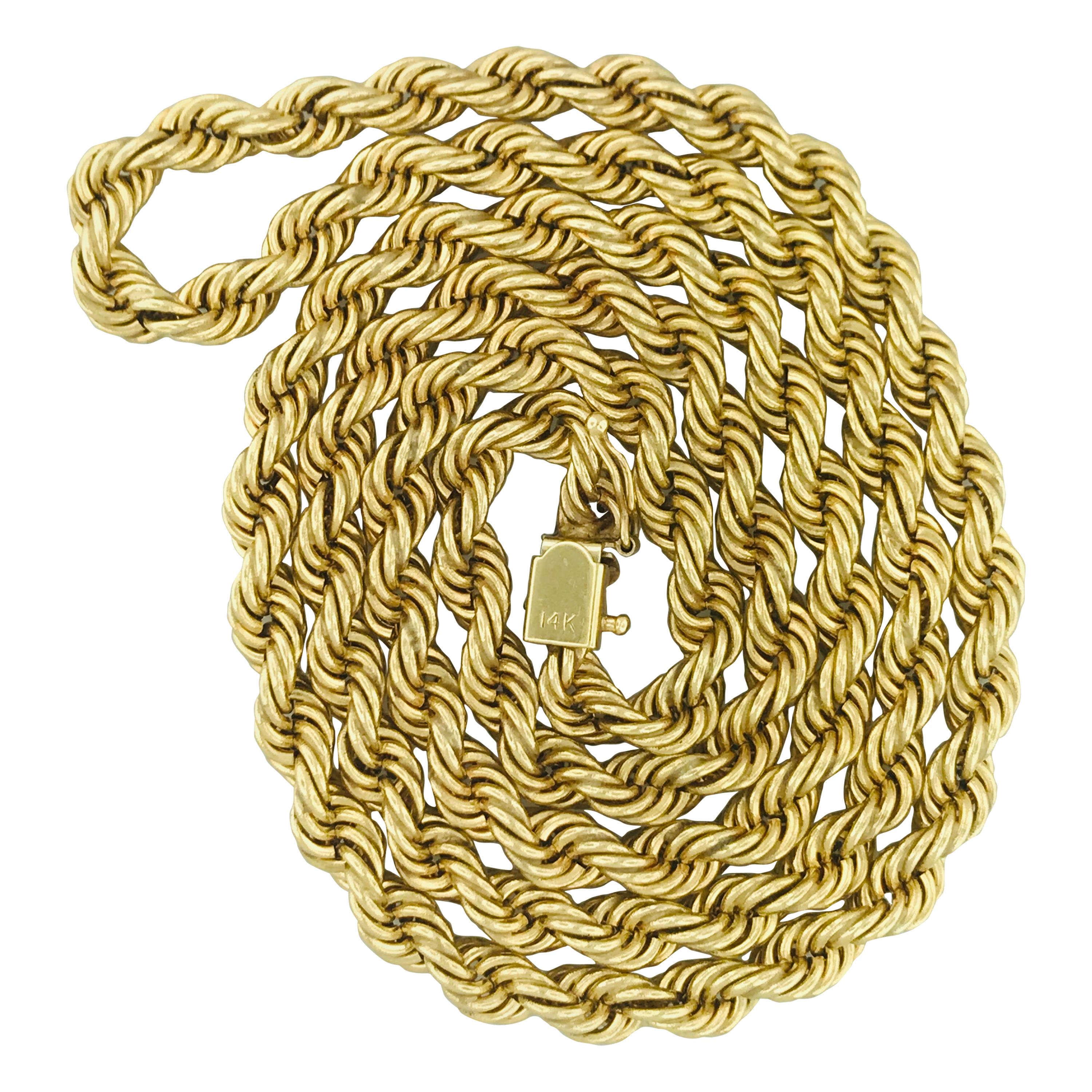 Rope Chain, 14 Karat Yellow Gold, Rope Chain