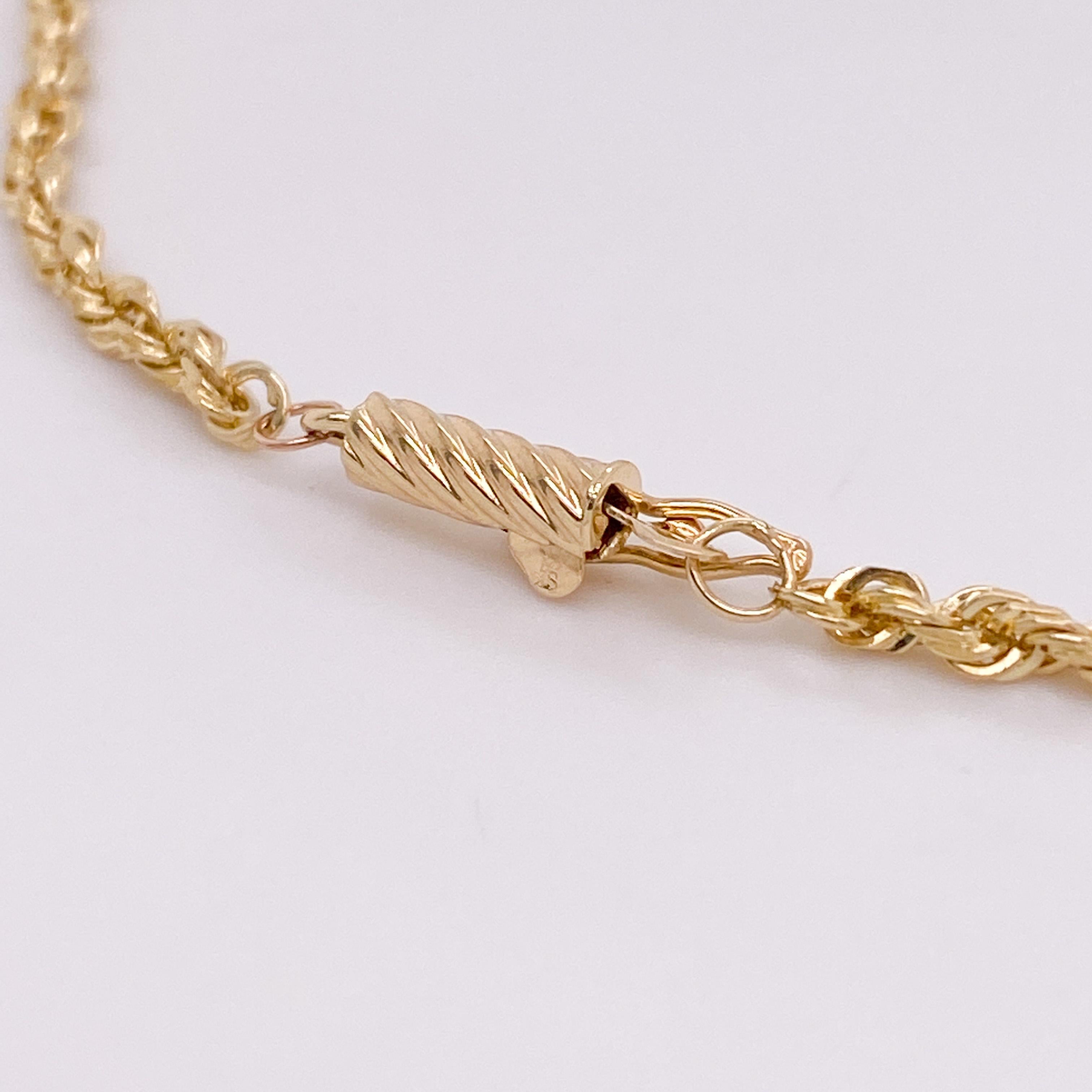 Seilkette Halb massives Armband, 14 Karat Gelbgold, Fassverschluss (Zeitgenössisch)