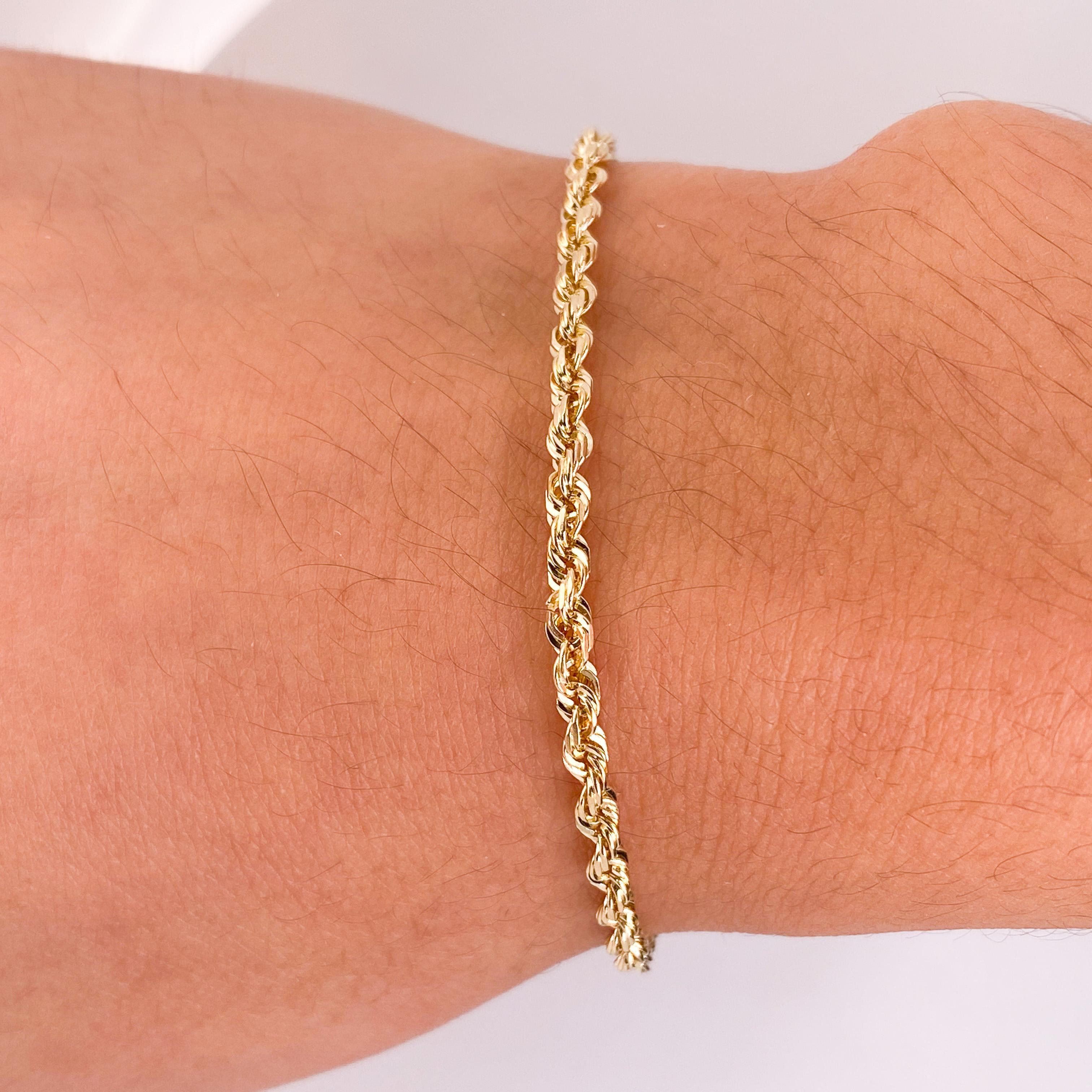 Seilkette Halb massives Armband, 14 Karat Gelbgold, Fassverschluss im Zustand „Neu“ in Austin, TX