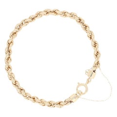 Rope Chain Bracelet, 14 Karat Yellow Gold Spring Ring Clasp Women's