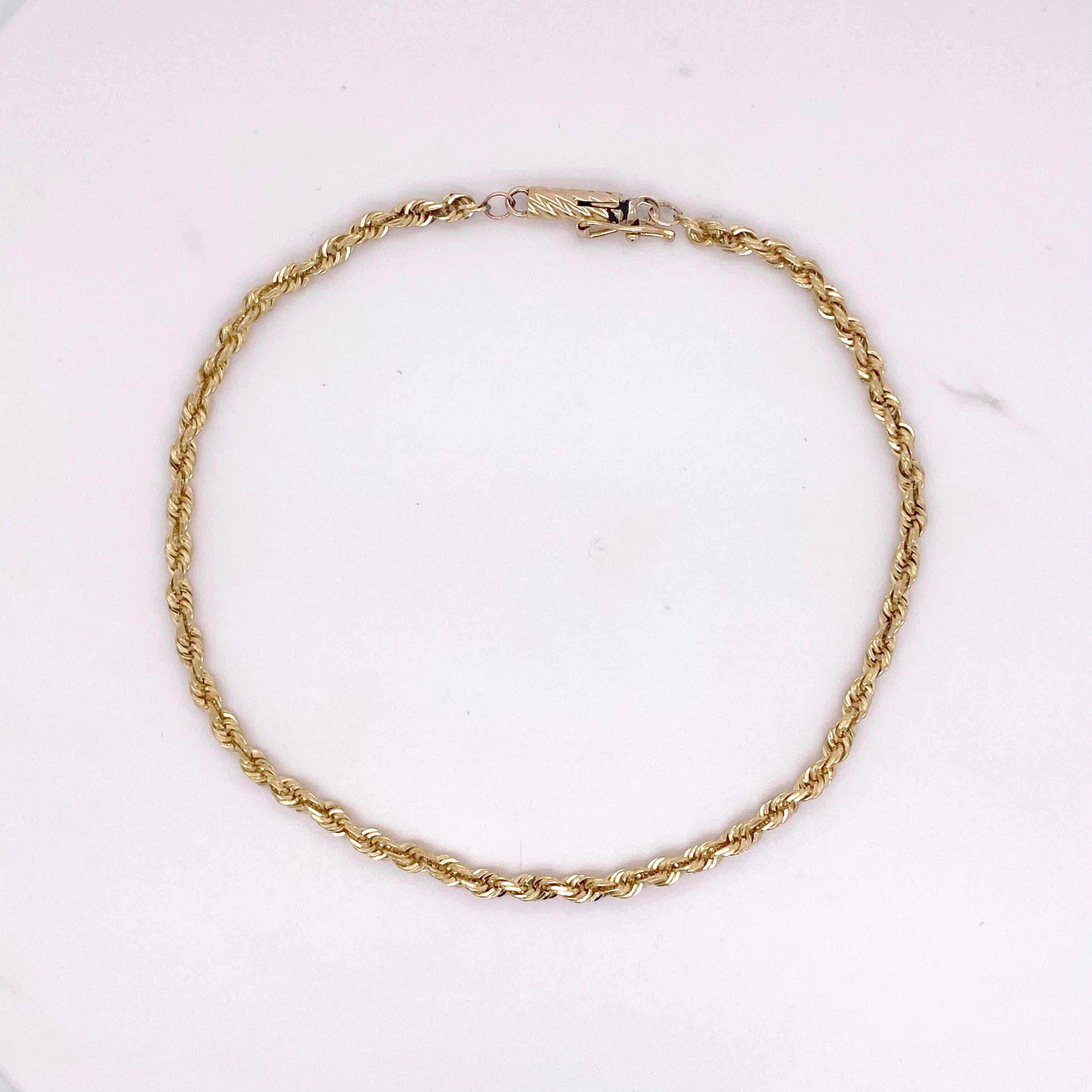 Rope Chain Bracelet, 14k Yellow Gold In Excellent Condition In Austin, TX