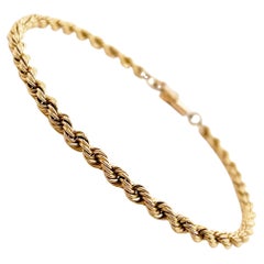 Rope Chain Bracelet, 14 Karat Yellow Gold, Barrel Clasp, 7 Grams