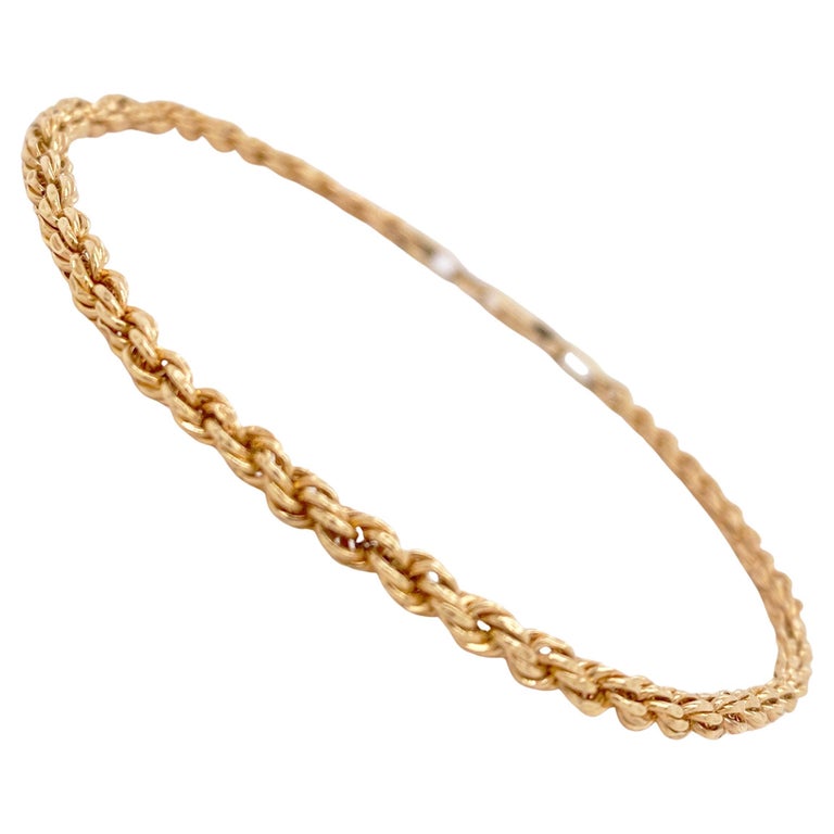 Rope Chain Bracelet, Yellow Gold, Lobster Clasp, 2.8 Grams For Sale at  1stDibs