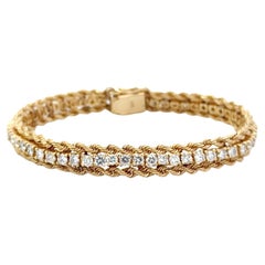 Used Rope Chain Diamond Tennis Bracelet 14k Yellow Gold