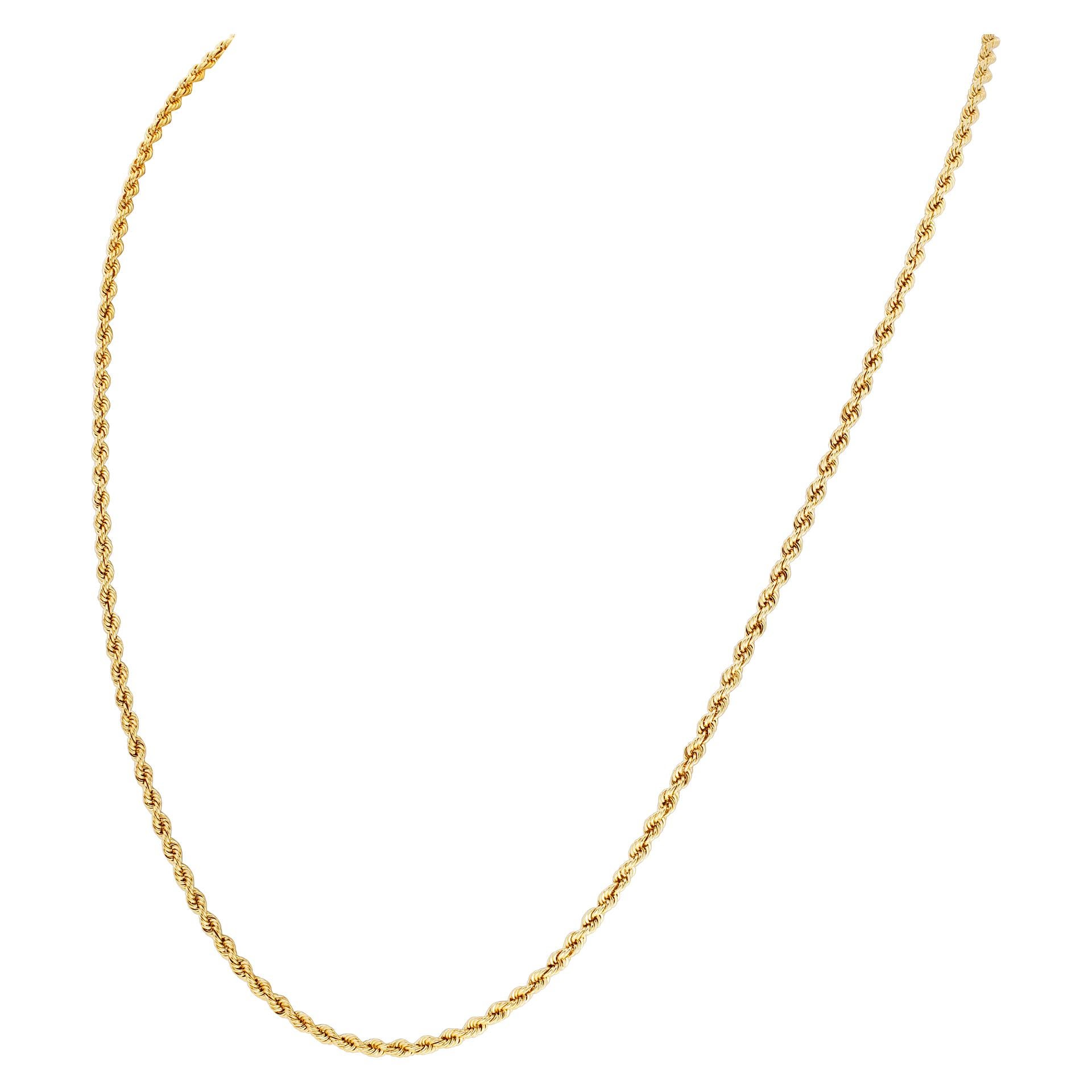 Rope Chain in 14k Yellow Gold In Excellent Condition For Sale In Surfside, FL